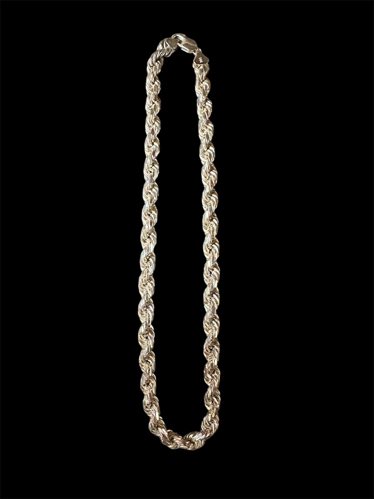 Jewelry Custom 925 Silver Thick Rope Chain Size ONE SIZE - 1 Thumbnail