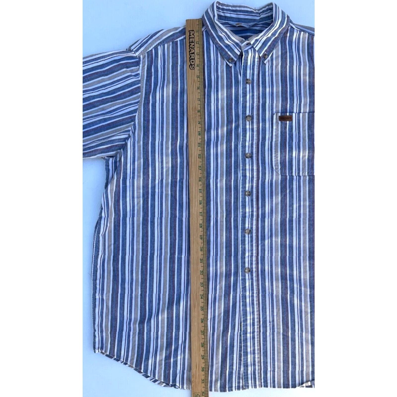 Carhartt VINTAGE Carhartt Short Sleeve Button-Down Shirt Striped XL Blue Mens Shirt Size US XL / EU 56 / 4 - 7 Thumbnail