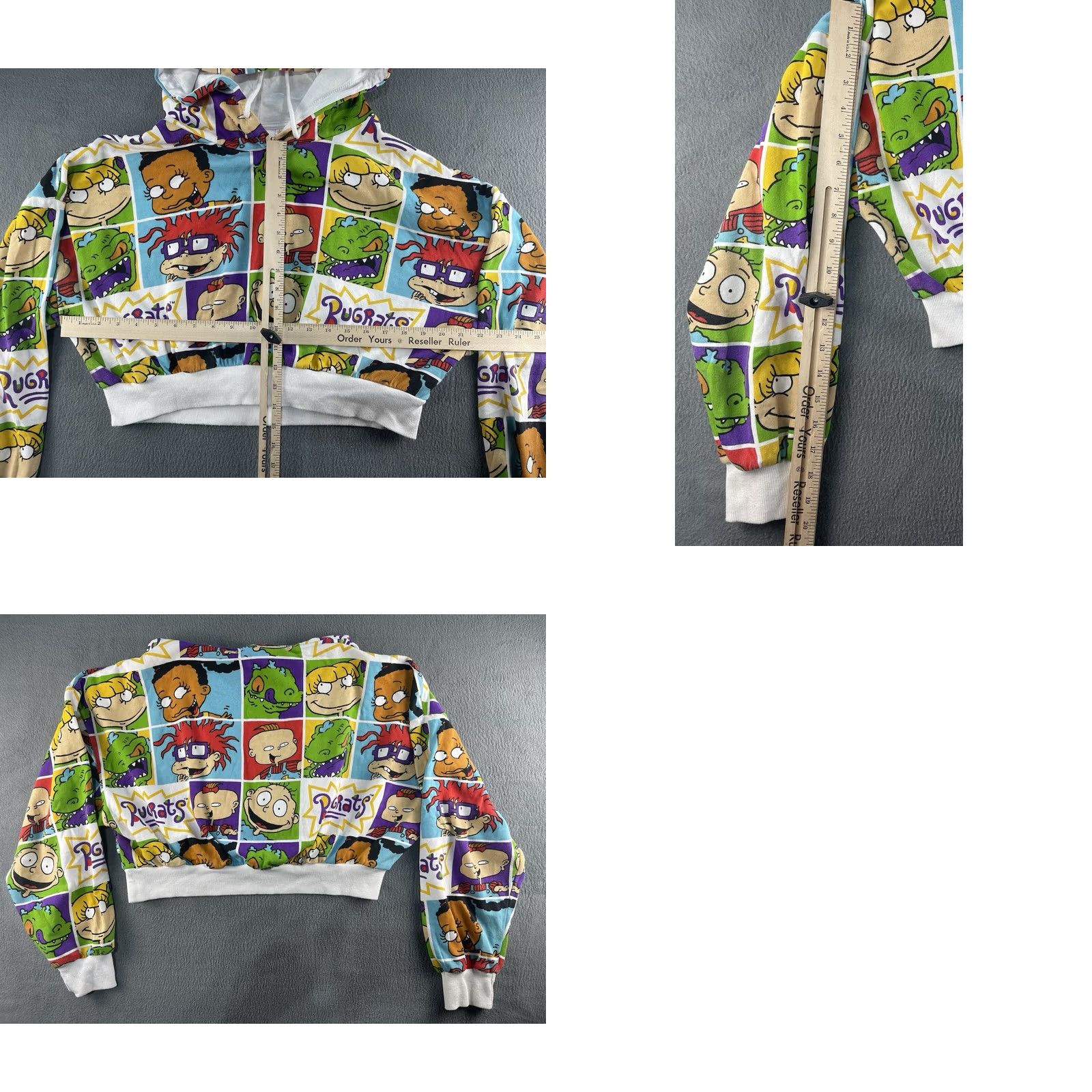 Nickelodeon Nickelodeon Rugrats Hoodie Cropped All Over Print White L Womens Pullover 90s Retro Graphic Sweatshirt Size L / US 10 / IT 46 - 8 Thumbnail