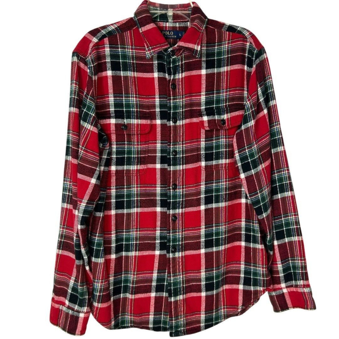 Polo Ralph Lauren Vintage Polo Ralph Lauren Long Sleeve Red Tartan Plaid Flann Size US L / EU 52-54 / 3 - 1 Thumbnail
