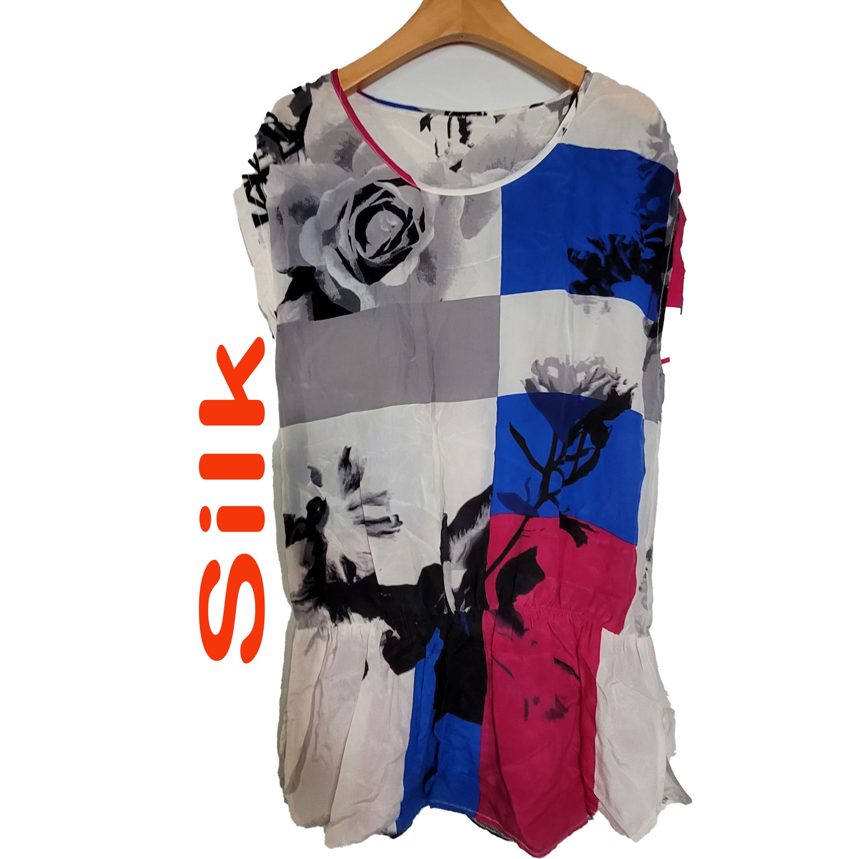 Other Women's 100% Silk Size M Short Sleeve Top Shirt SDK377 Size M / US 6-8 / IT 42-44 - 1 Thumbnail