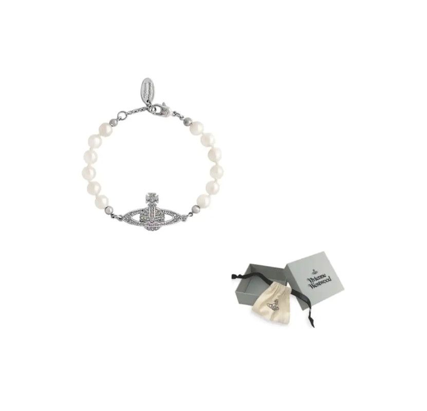 Vivienne Westwood Vivienne Westwood Silver Alloy Bracelet with Pearls 0089 Size ONE SIZE - 1 Thumbnail