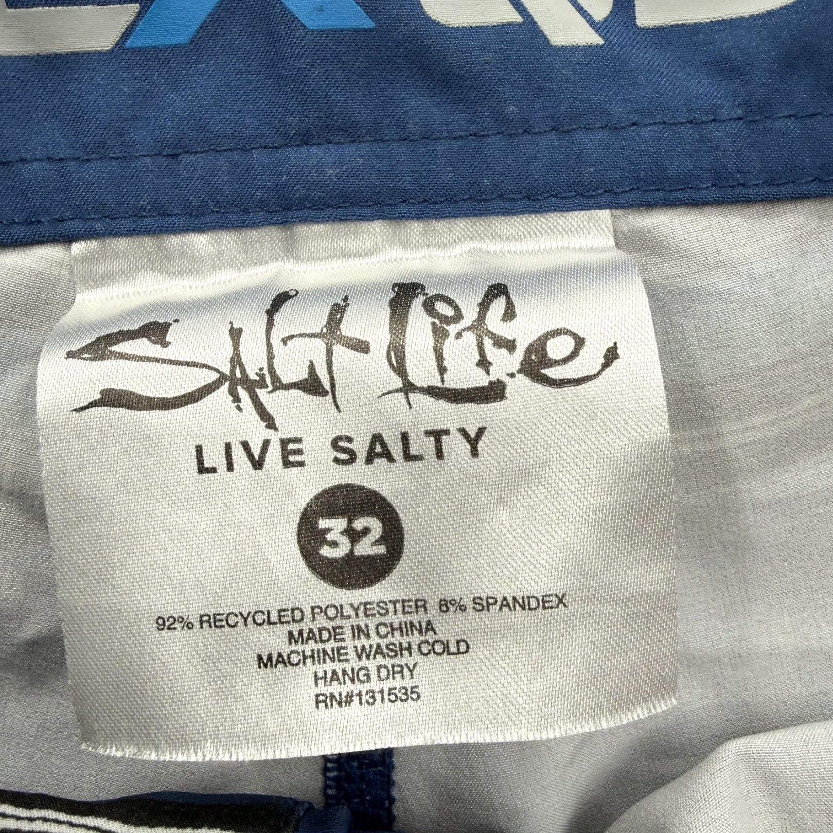 Vintage Salt Life Board Shorts Mens 32 Blue Stripe Tropical Swim Trunks SLX-QD Stretch Beach Surf Size US 32 / EU 48 - 3 Thumbnail
