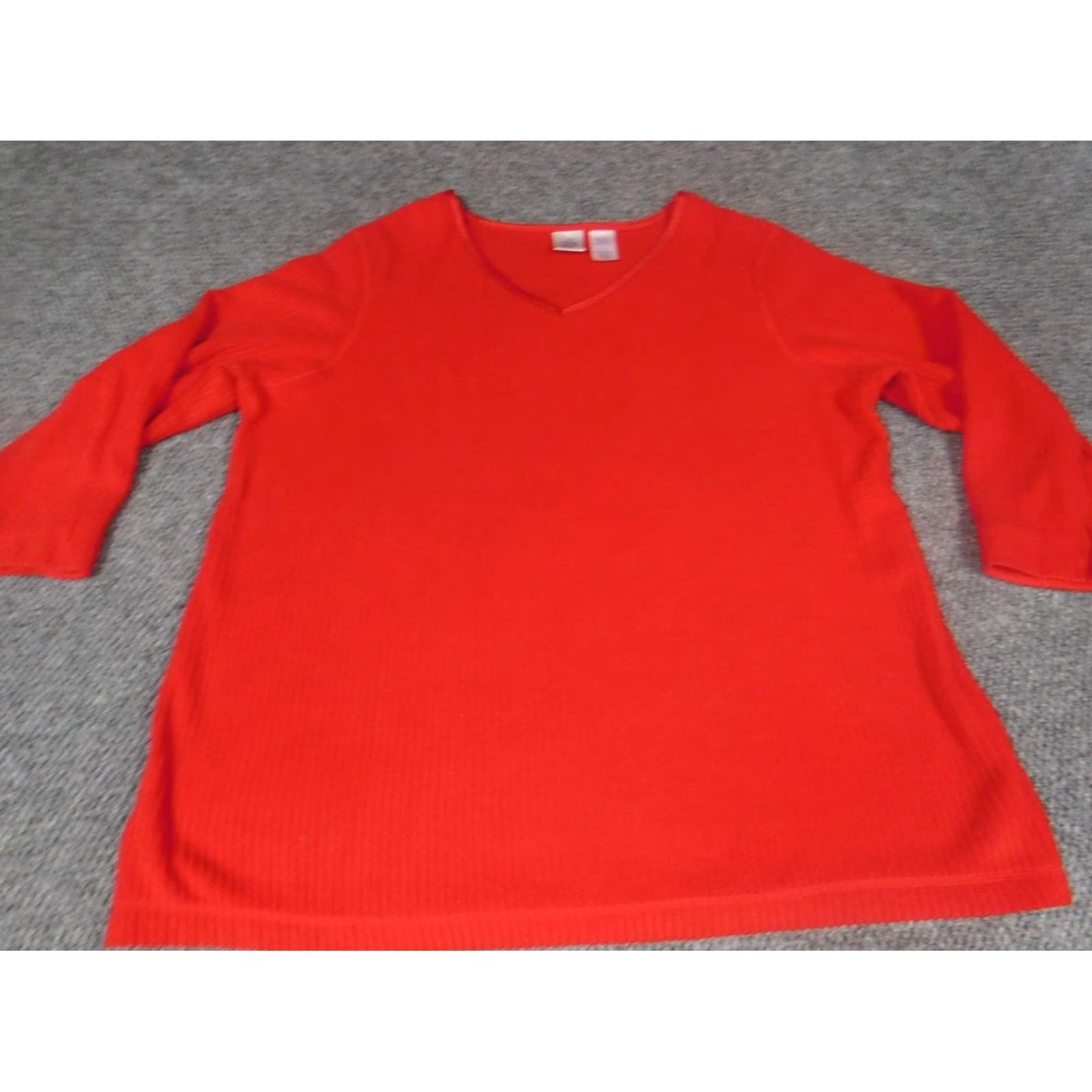 Vintage Just My Size Sweater 20W Womens Dolman Sleeve V-Neck Pullover Red Knit Size 3XL / US 20-22 - 2 Thumbnail