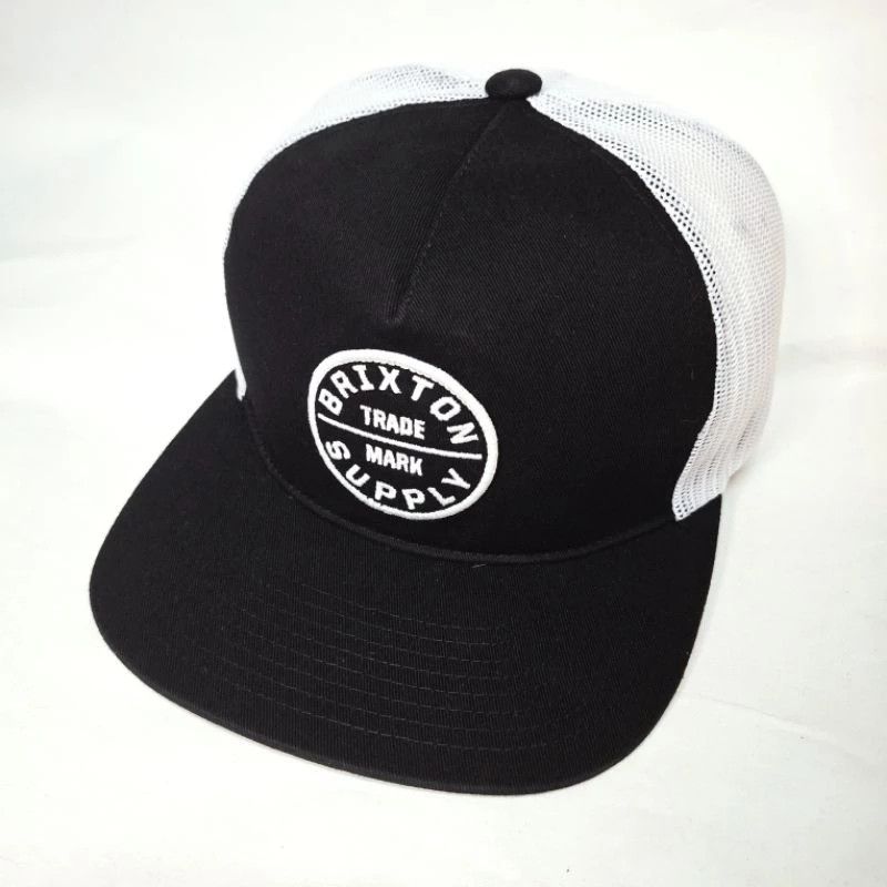 Brixton × Vintage Brixton Supply Black Snapback Cap – Embroidered Patch, Mesh Size ONE SIZE - 2 Thumbnail