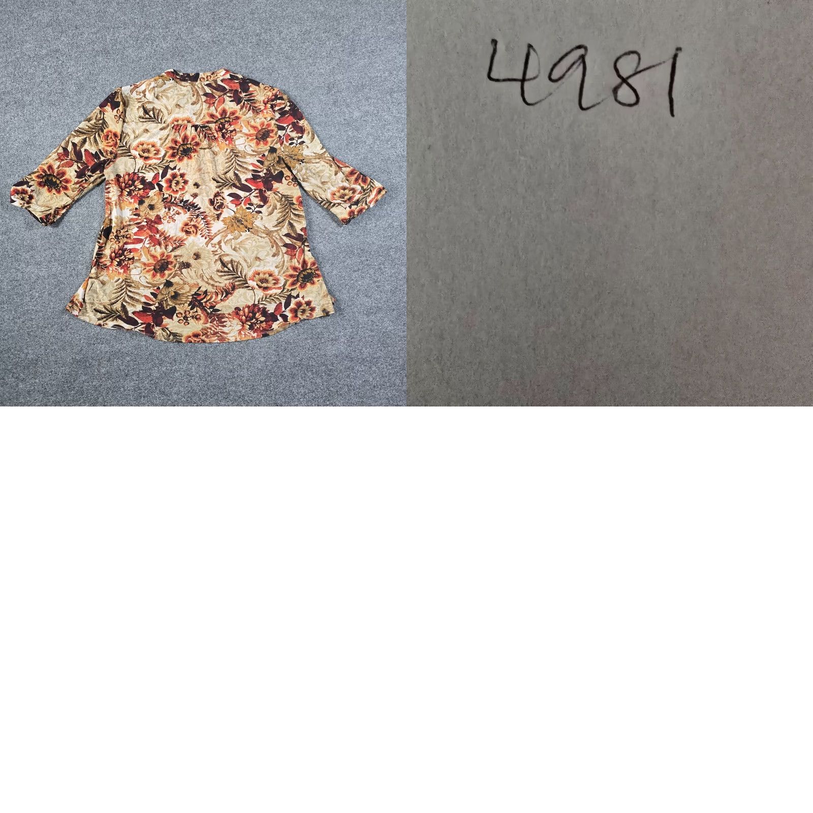 Vintage Cocomo Top Women 1X Brown Floral 3/4 Sleeve V-Neck Stretch No Iron Slinky Casual Career Shirt Size XL / US 12-14 / IT 48-50 - 8 Thumbnail