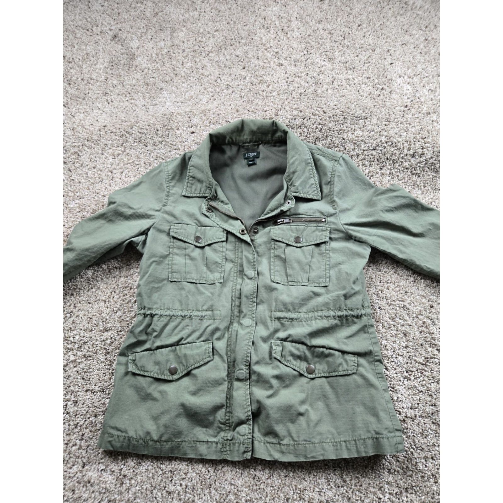 J.Crew J. Crew Military Jacket Womens Small Green Full Zip Pockets Lightweight Size S / US 4 / IT 40 - 3 Thumbnail