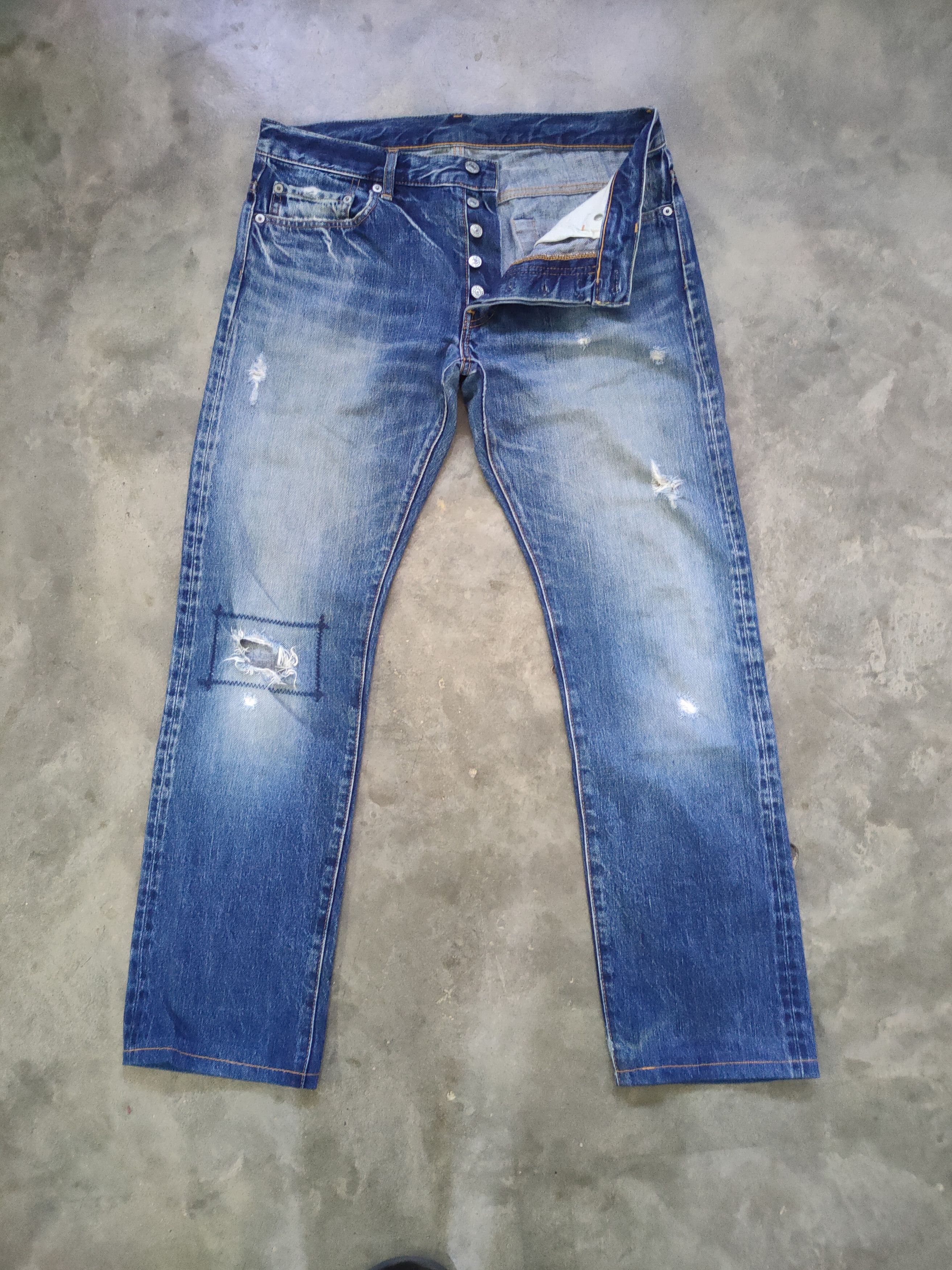 Ships Jet Blue VINTAGE SHIPS BUTTON FLY DISTRESSED FADED JEANS PANTS Size US 32 / EU 48 - 1 Thumbnail