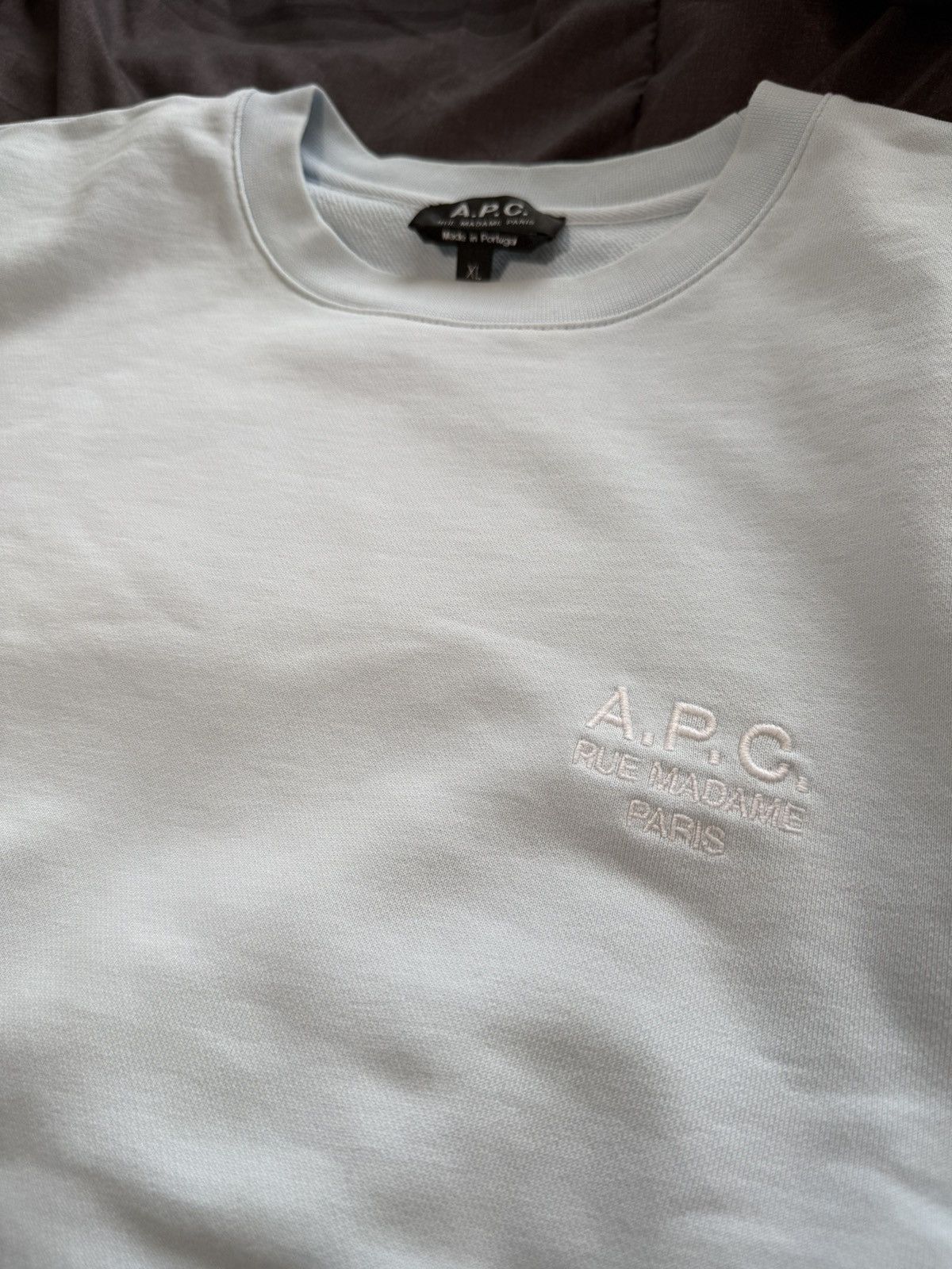 A.P.C. A.P.C. Light Blue Logo Crewneck Sweater Size US XL / EU 56 / 4 - 5 Thumbnail