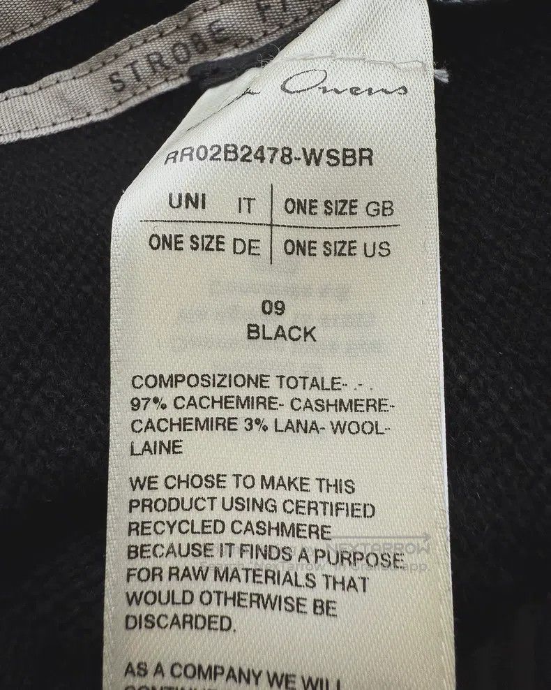 Rick Owens Rick Owens 22FW Fall/Winter Designer Sewn Cashmere Hat Size ONE SIZE - 7 Thumbnail