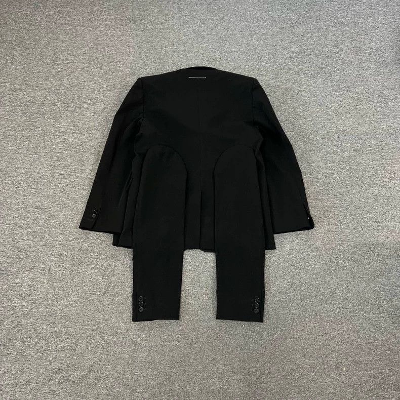 Maison Margiela Maison Margiela Deconstructed Black Suit Jacket with Leathe Size S / US 4 / IT 40 - 2 Thumbnail