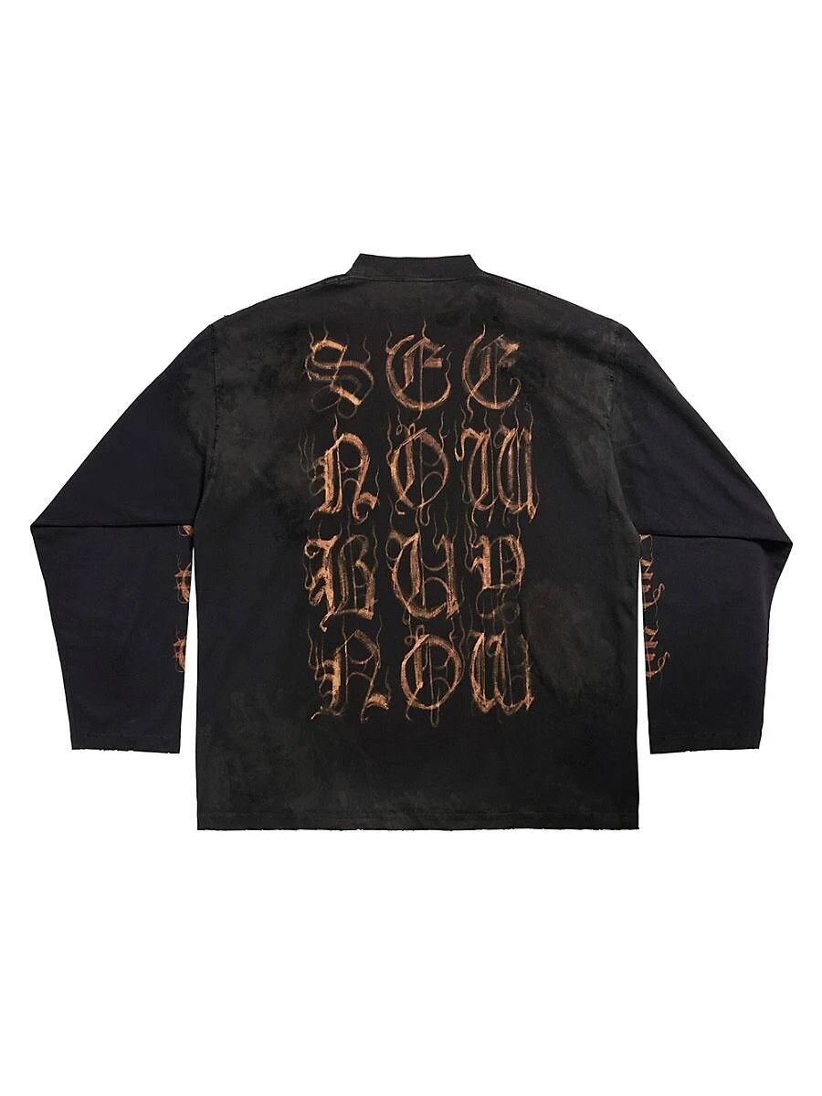 Balenciaga o1mt1gz1024 Heavy Metal Long Sleeve T-Shirt Oversized Black Size US S / EU 44-46 / 1 - 4 Thumbnail