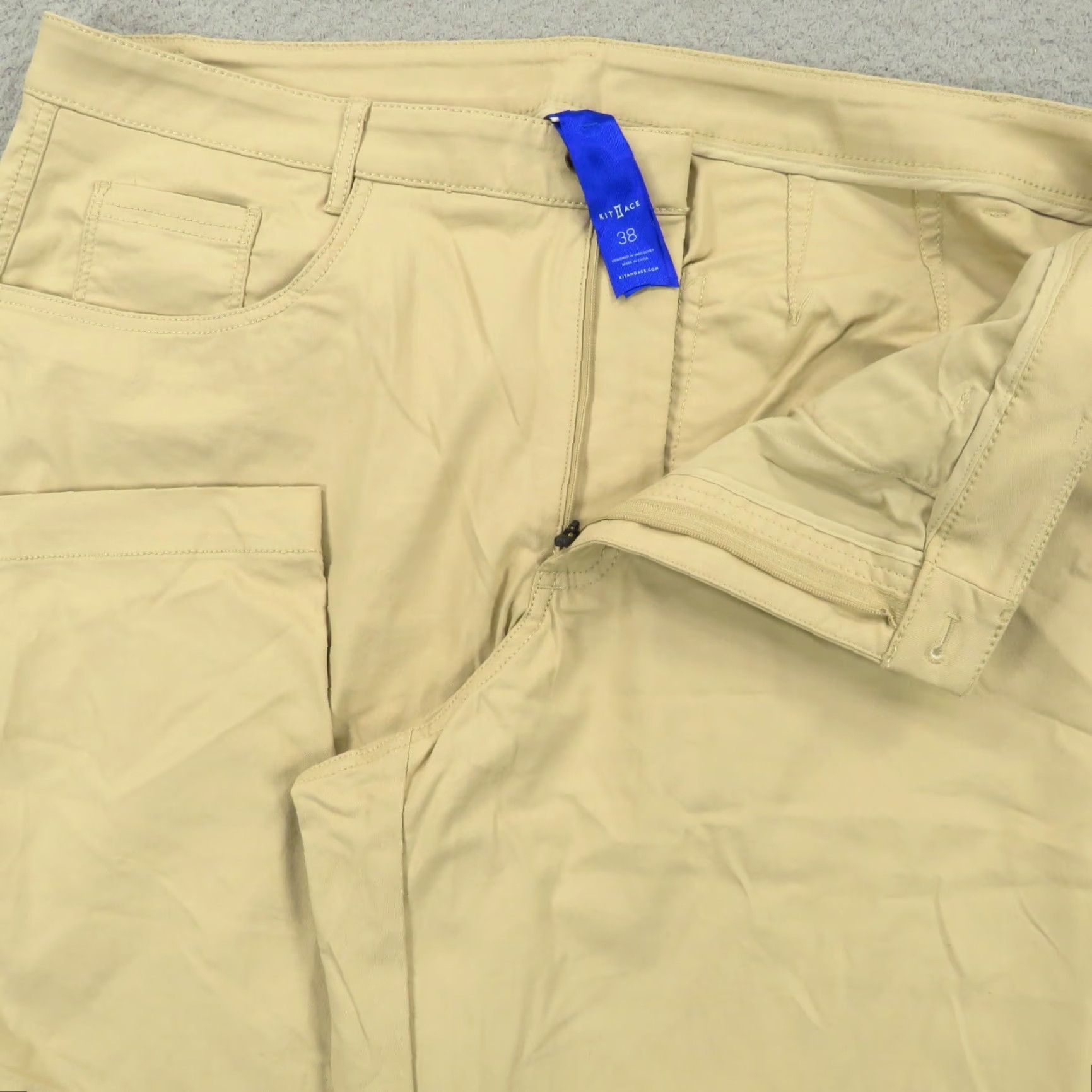 Vintage Kit and Ace Pants Men 38x32 Khaki Lightweight Straight Chino 5-Pocket Flat Front Regular Inseam 32" Casual Business Travel City Modern Size US 38 / EU 54 - 2 Thumbnail