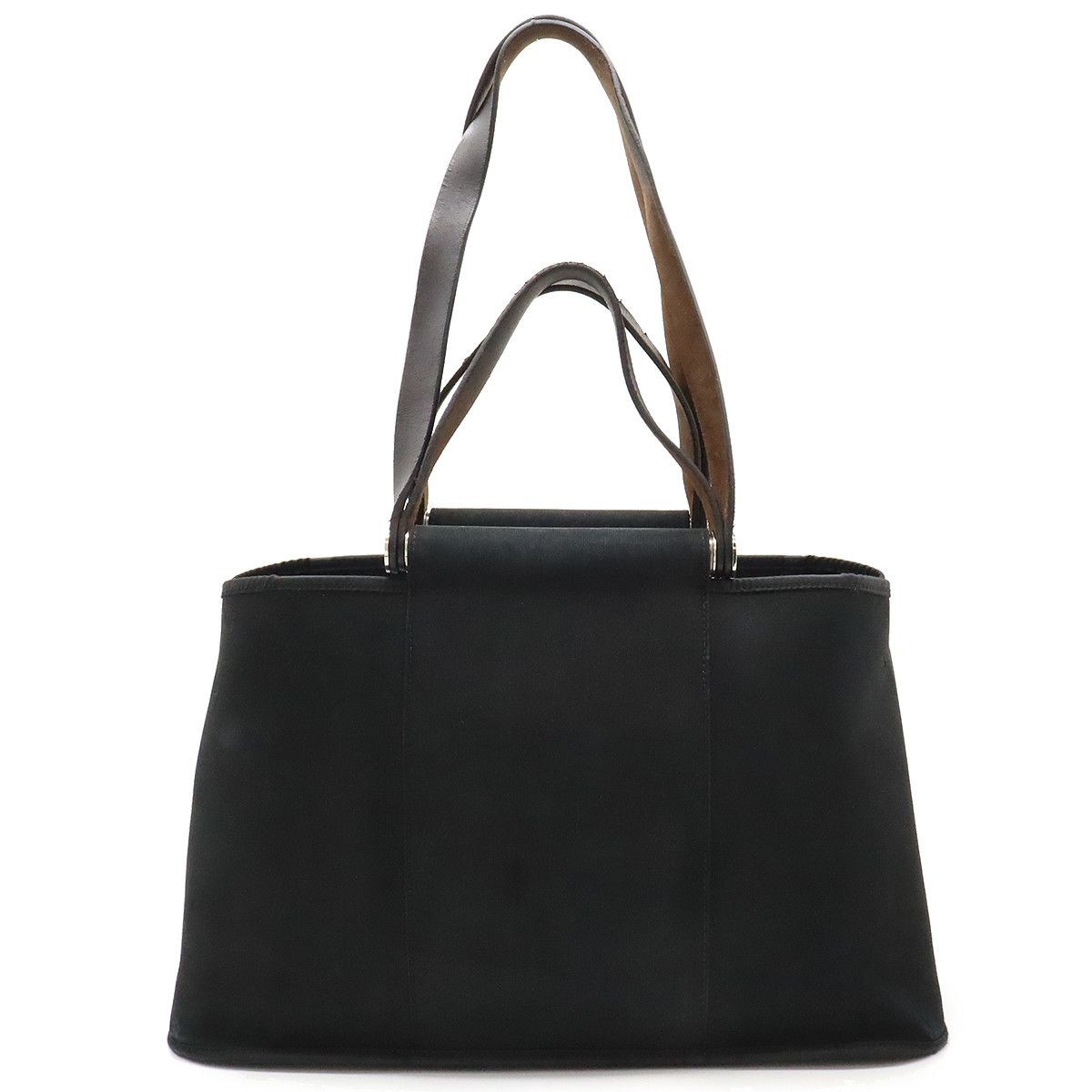Hermes Hermes Hermes Cabag Elan PM 2WAY Tote Bag Black Leather Canvas Tote Bag in Good Condition Size ONE SIZE - 1 Thumbnail