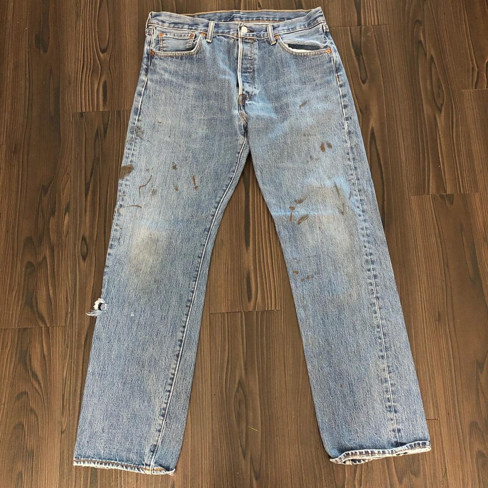 Other Men’s Distressed Painted Riders Denim Jeans Size: 34x32 Size US 34 / EU 50 - 2 Thumbnail
