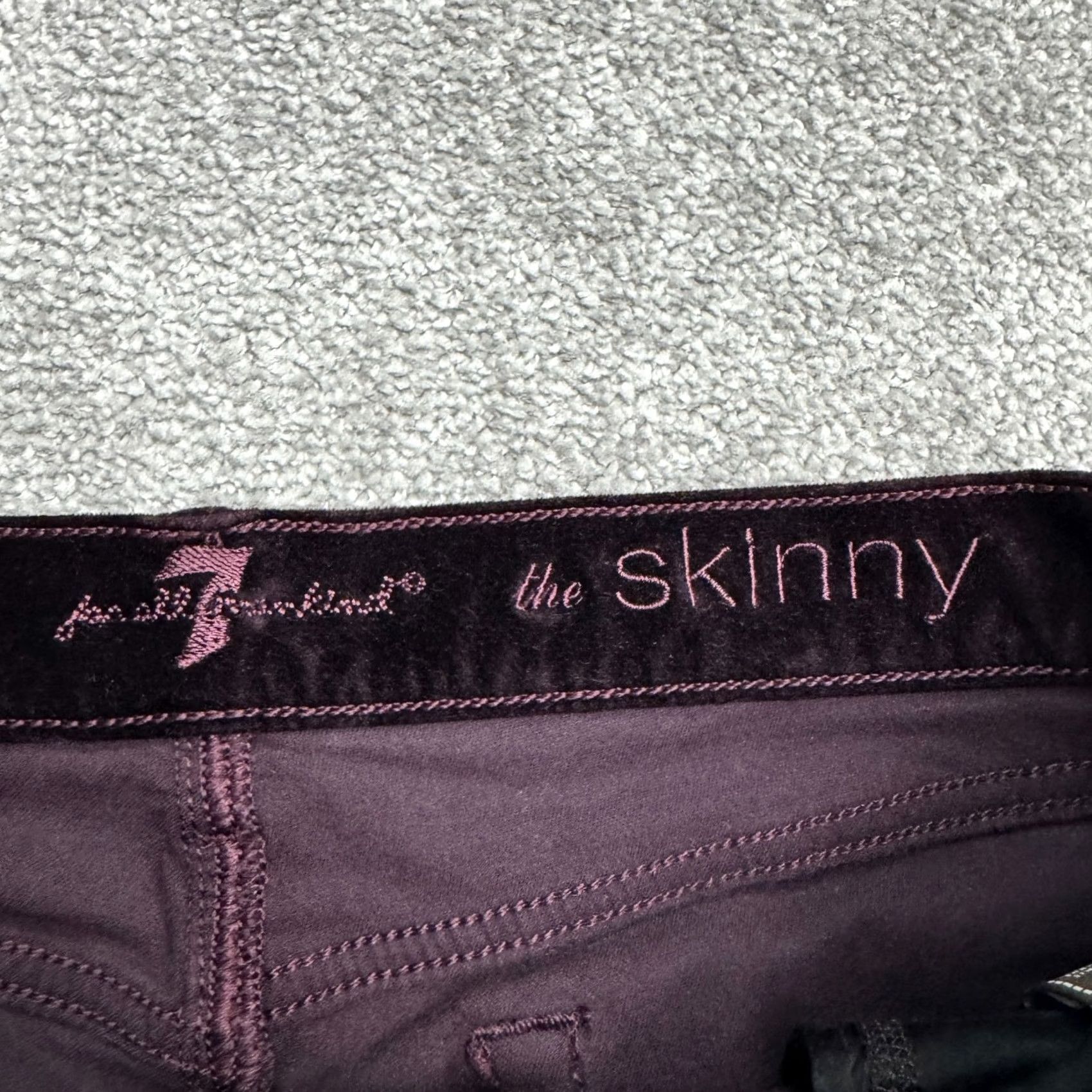 7 For All Mankind 7 For All Mankind Skinny Pants Women 29 Purple Mid Rise Velvet Stretch 30x30 Size 29" - 7 Thumbnail