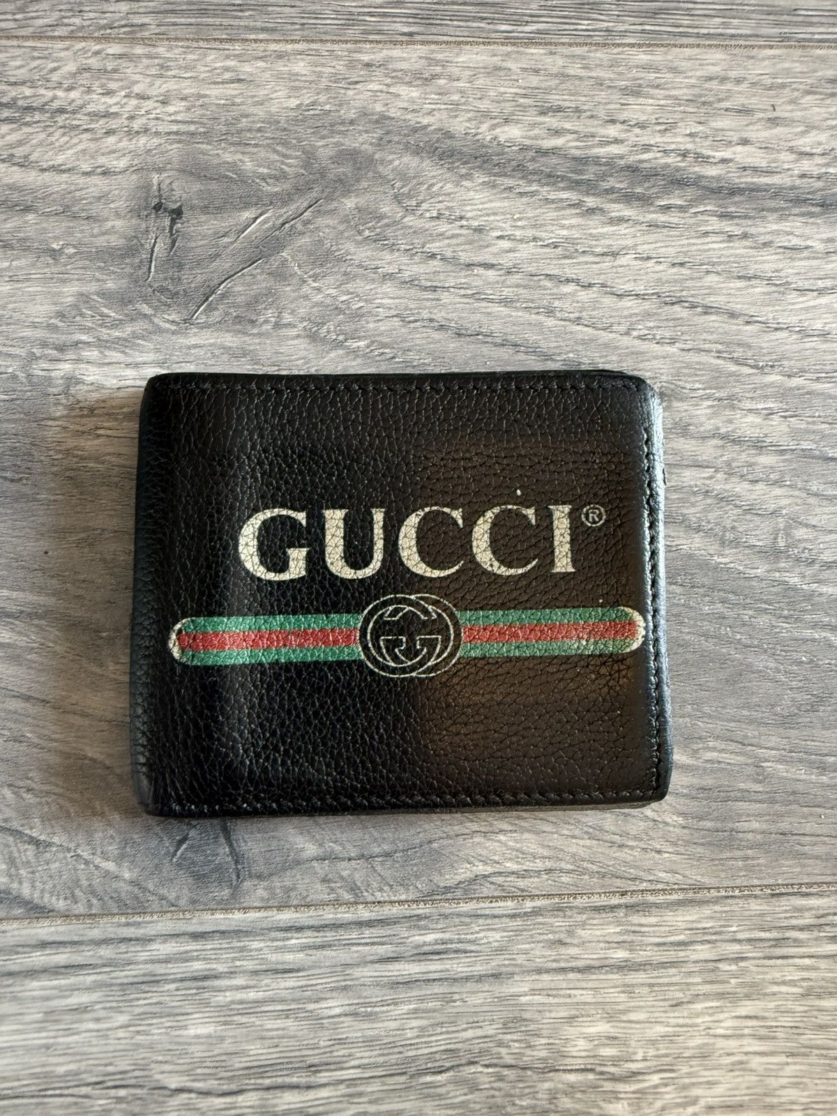 Gucci Gucci Logo Stripe Leather Bifold Wallet Size ONE SIZE - 1 Thumbnail