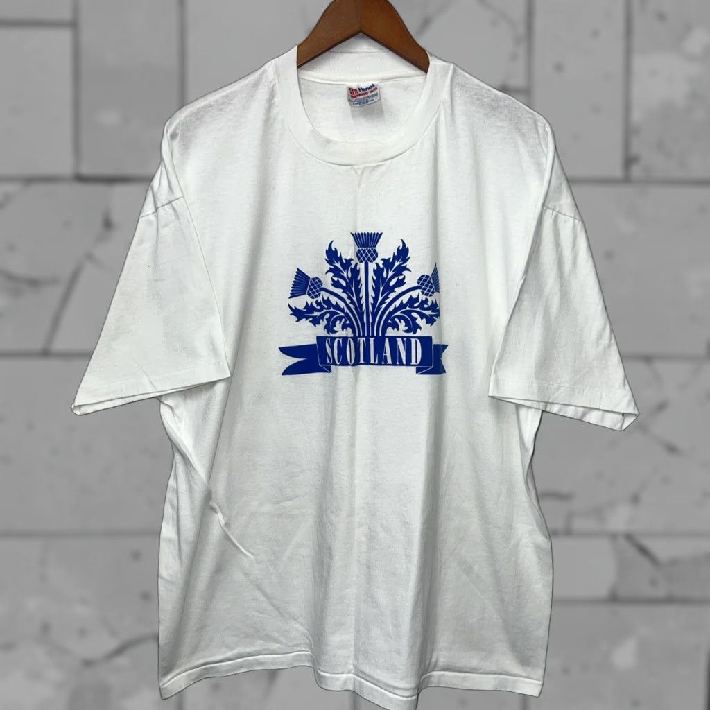 Hanes VINTAGE Hanes T-Shirt Scotland USA 2XL White Heavyweight 50/50 Single Stitch Mens XXL Size US XXL / EU 58 / 5 - 1 Thumbnail