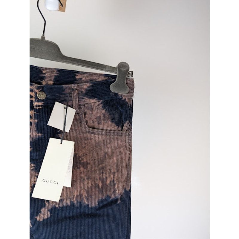 Gucci o1rshd1 Bleached Cotton Corduroy Tapered Denim Pants in Blue Size US 33 - 5 Thumbnail