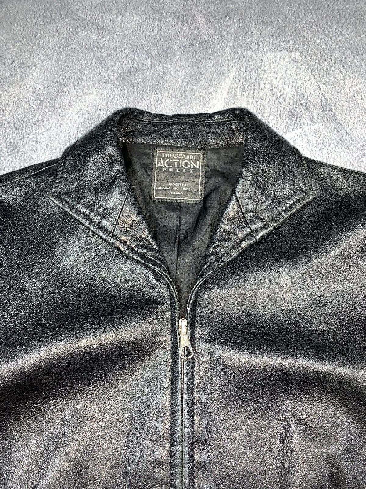 Trussardi × Vintage Vintage 90s Trussardi leather jacket blazer opium bondage Size L / US 10 / IT 46 - 4 Thumbnail