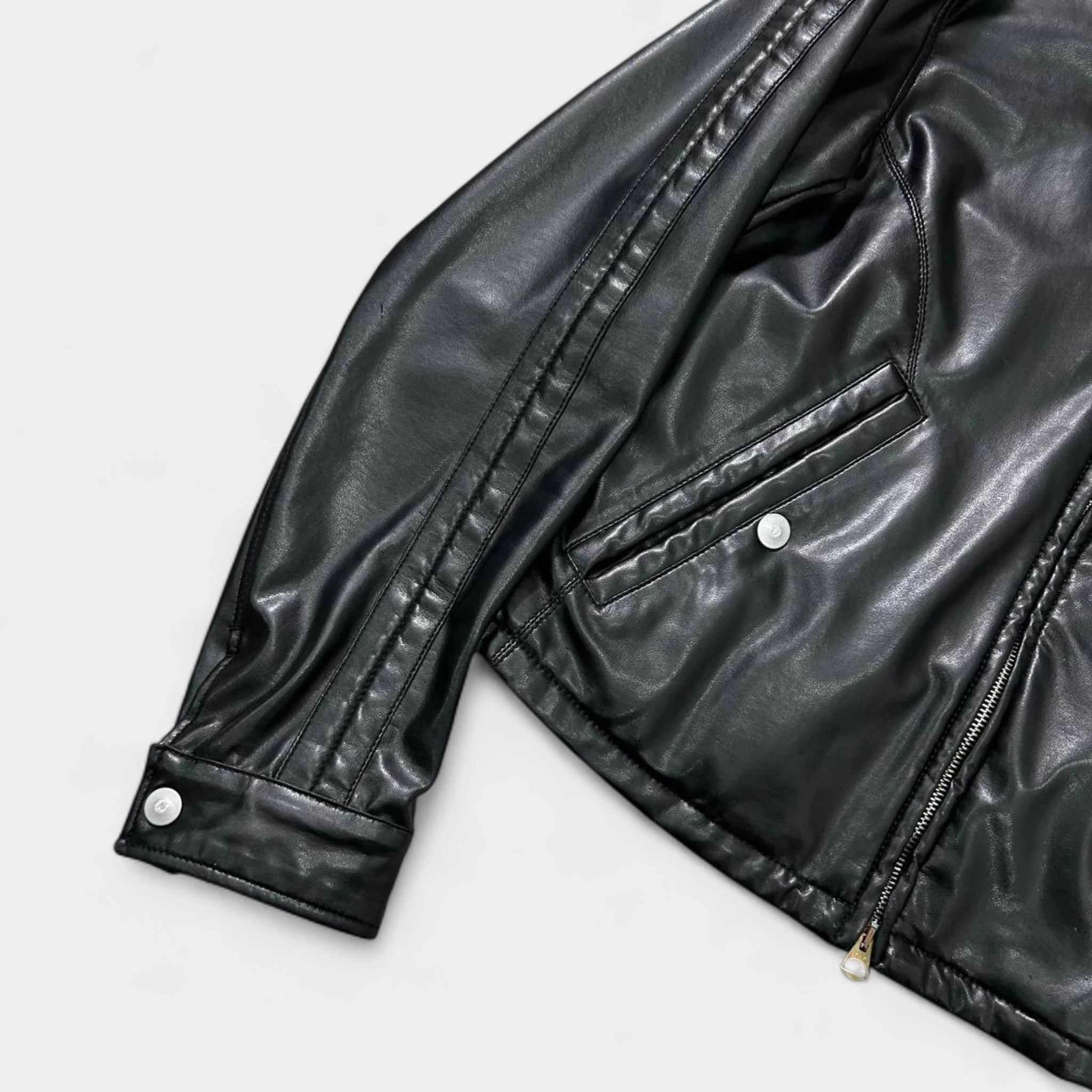 Armani Armani Jeans 2000's Leather Black Racing Jacket Size US M / EU 48-50 / 2 - 3 Thumbnail