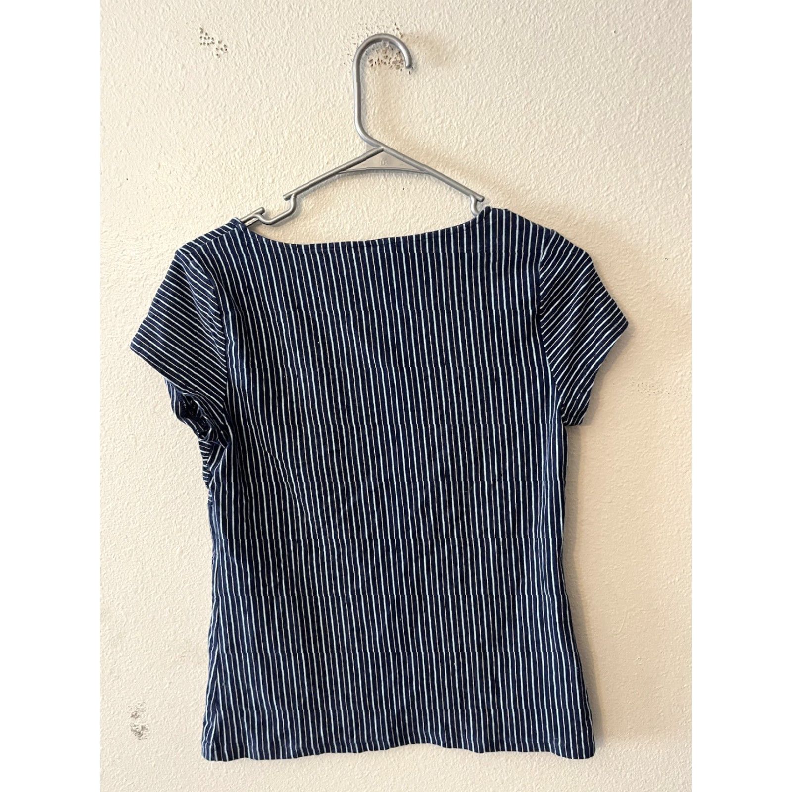 Ann Taylor Ann Taylor Loft Womens Blouse Shirt Cap Sleeve Blue Stripe M Size M / US 6-8 / IT 42-44 - 3 Thumbnail