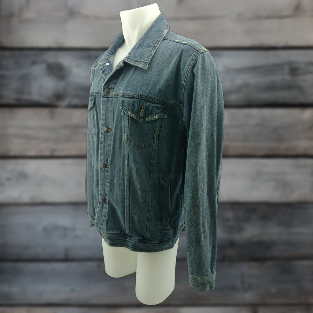 Vintage Aéropostale Denim Jean Jacket Mens Distressed Large Denim Jean Jacket Mens L Blue 90s Event Size US 33 - 1 Thumbnail