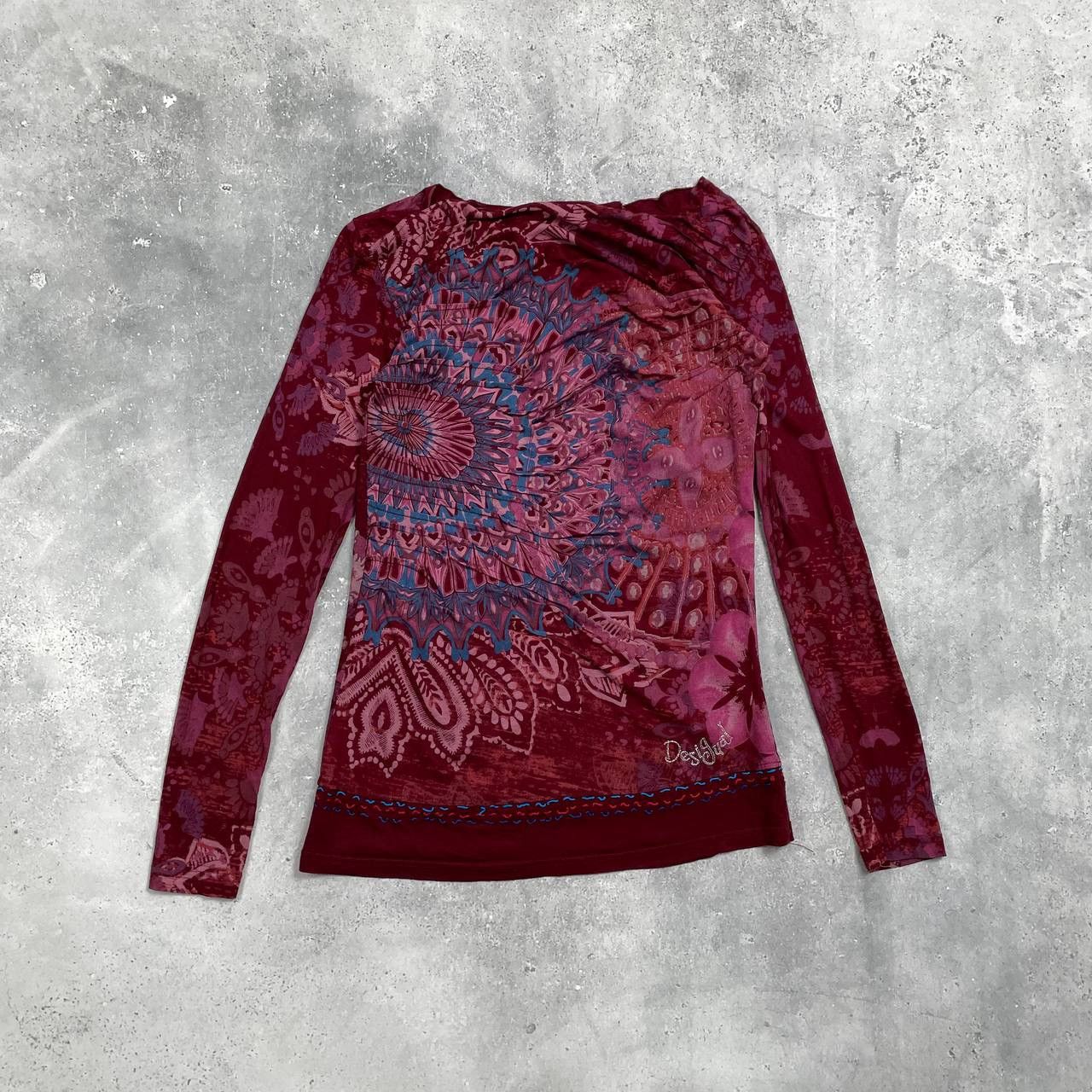 Desigual Desigual Y2K Long Sleeve Top Women’s Red/ Pink Size S Size S / US 4 / IT 40 - 1 Thumbnail
