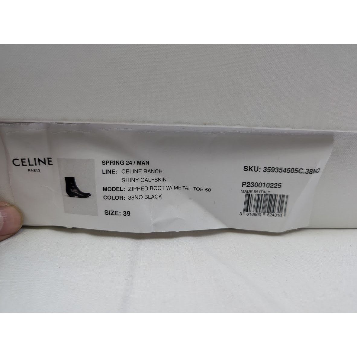 Celine o1rshd1 Shiny Calfskin Zipped Boot W/Metal Toe 50 in Black Size US 6 / EU 39 - 19 Thumbnail