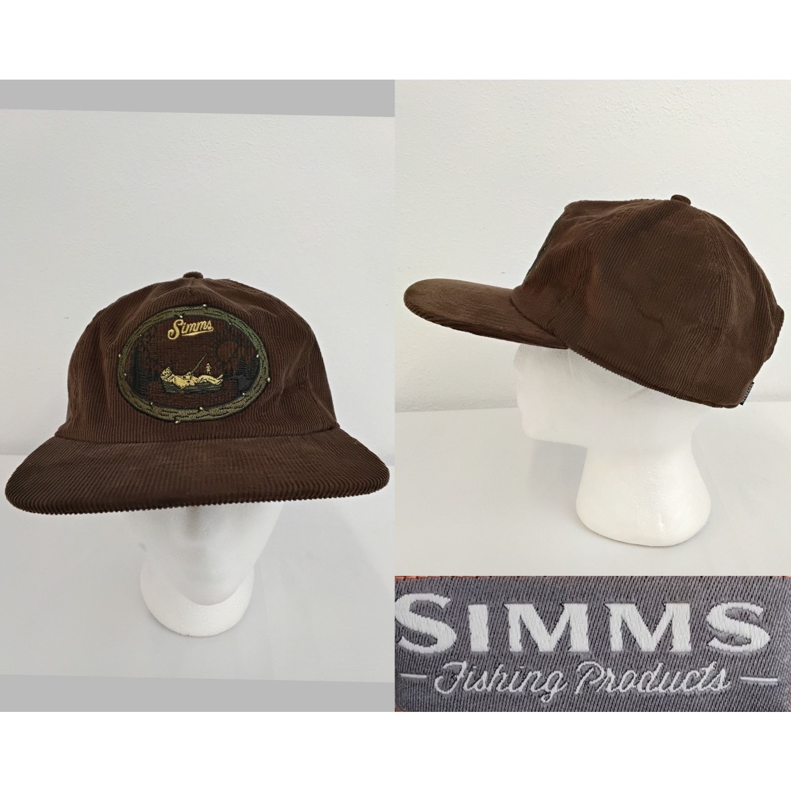 Simms Simms Corduroy Flat Brim Hat Brown Embroidered Double Haul Size ONE SIZE - 1 Thumbnail