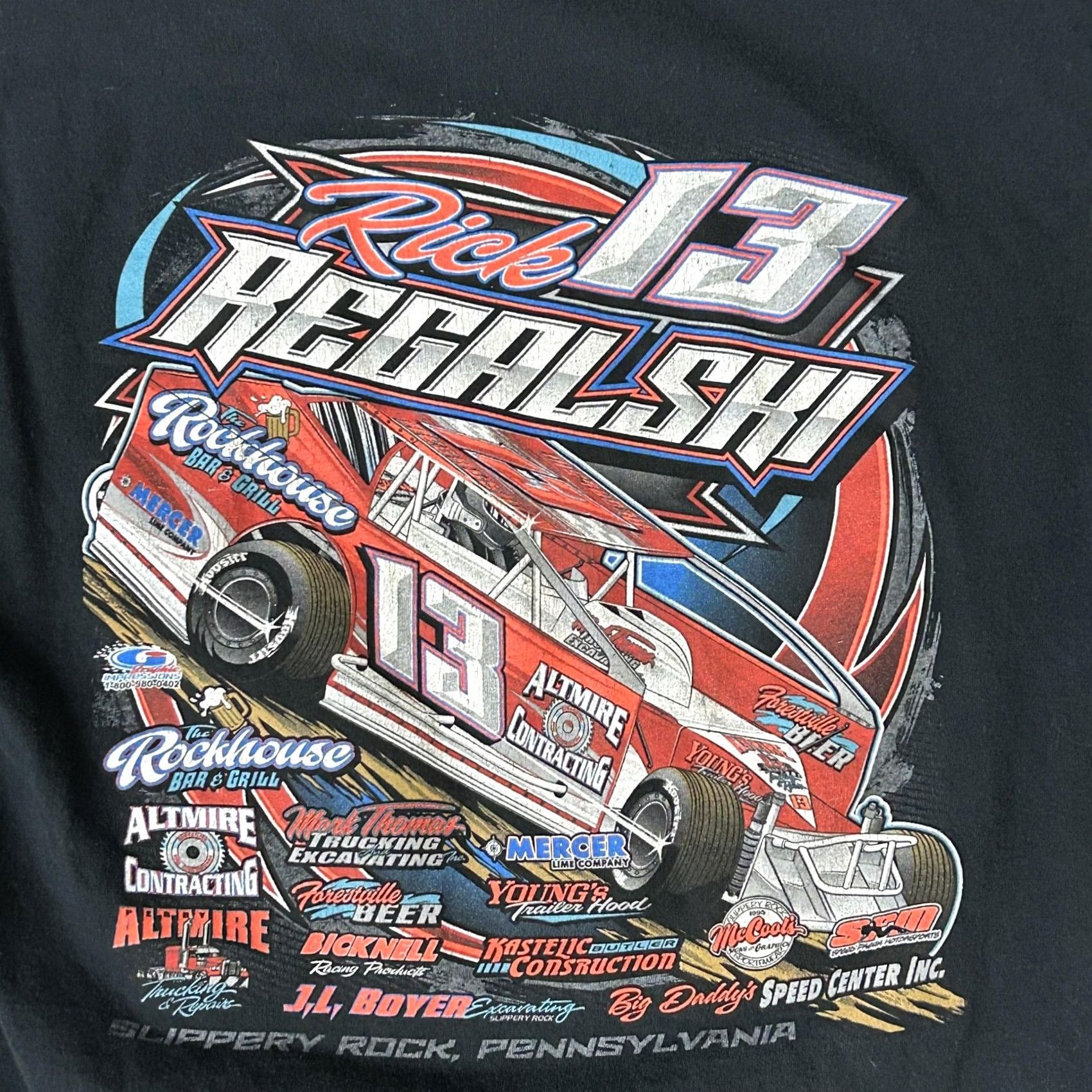 Vintage Rick Regalski 13 Shirt Mens Large Black Race Car Graphic Tee Dirt Track Size US L / EU 52-54 / 3 - 3 Thumbnail