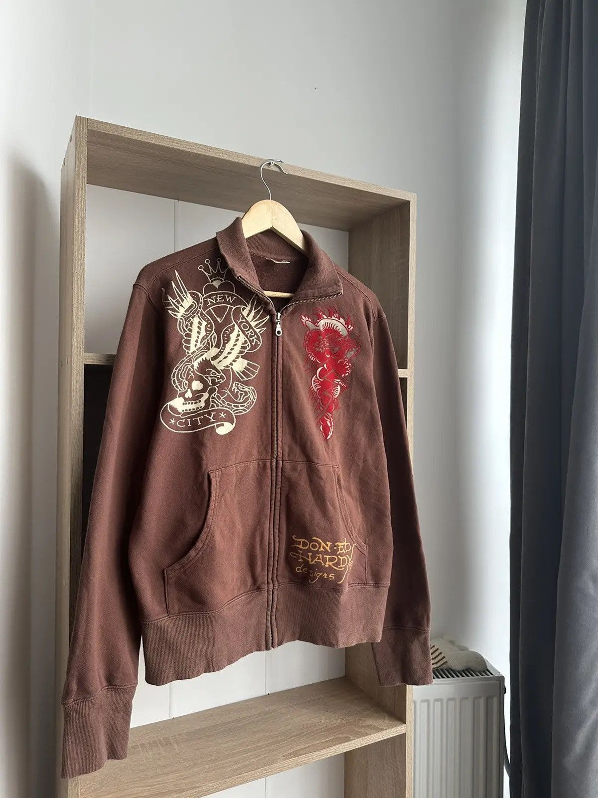 Christian Audigier × Ed Hardy × Vintage Vintage Ed Hardy Christian Audigier Brown Hoodie Size US M / EU 48-50 / 2 - 6 Thumbnail