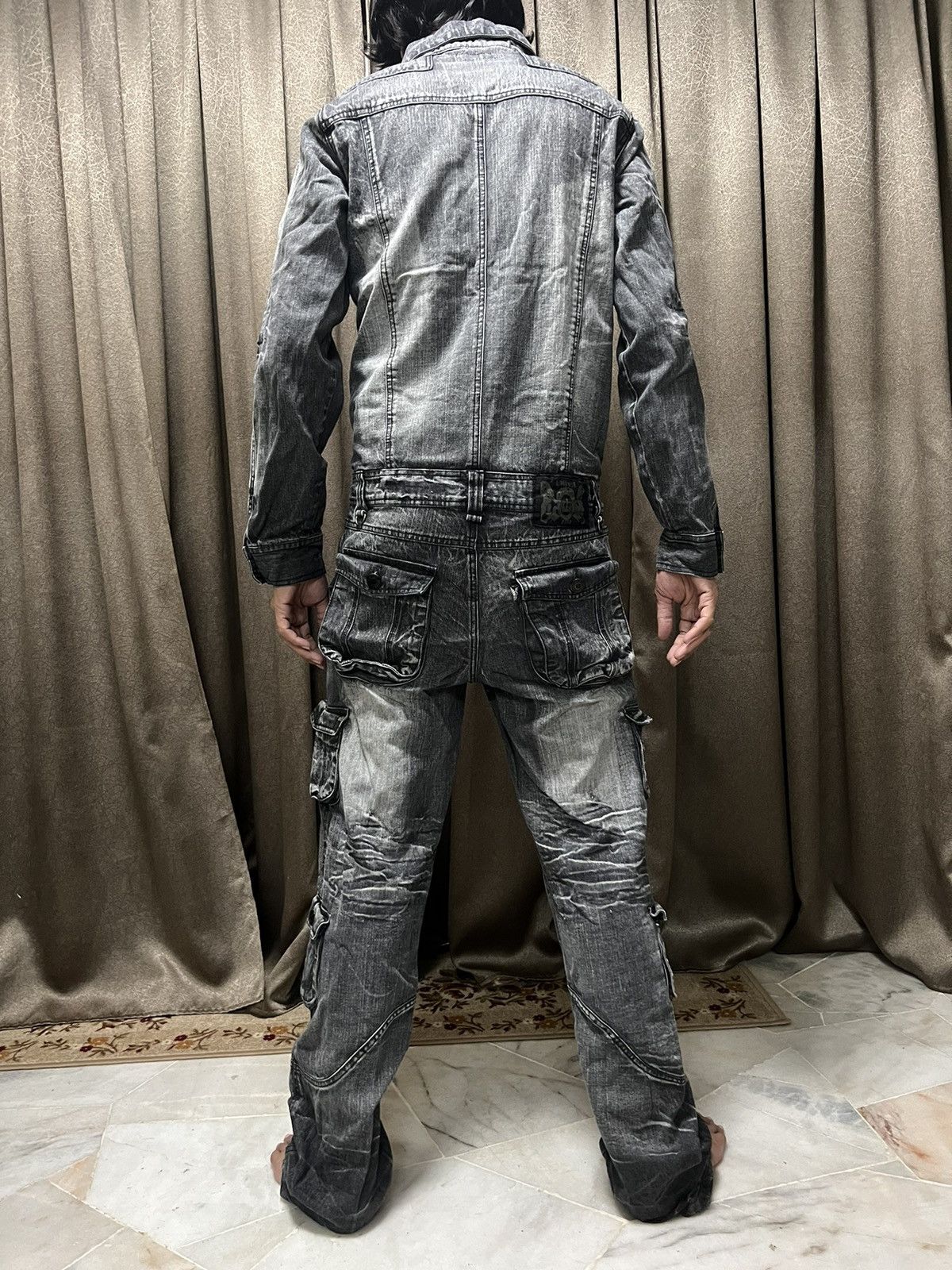 Japanese Brand LowBox Tactical Multipocket Punk Style Denim Overall Size US 35 - 18 Thumbnail