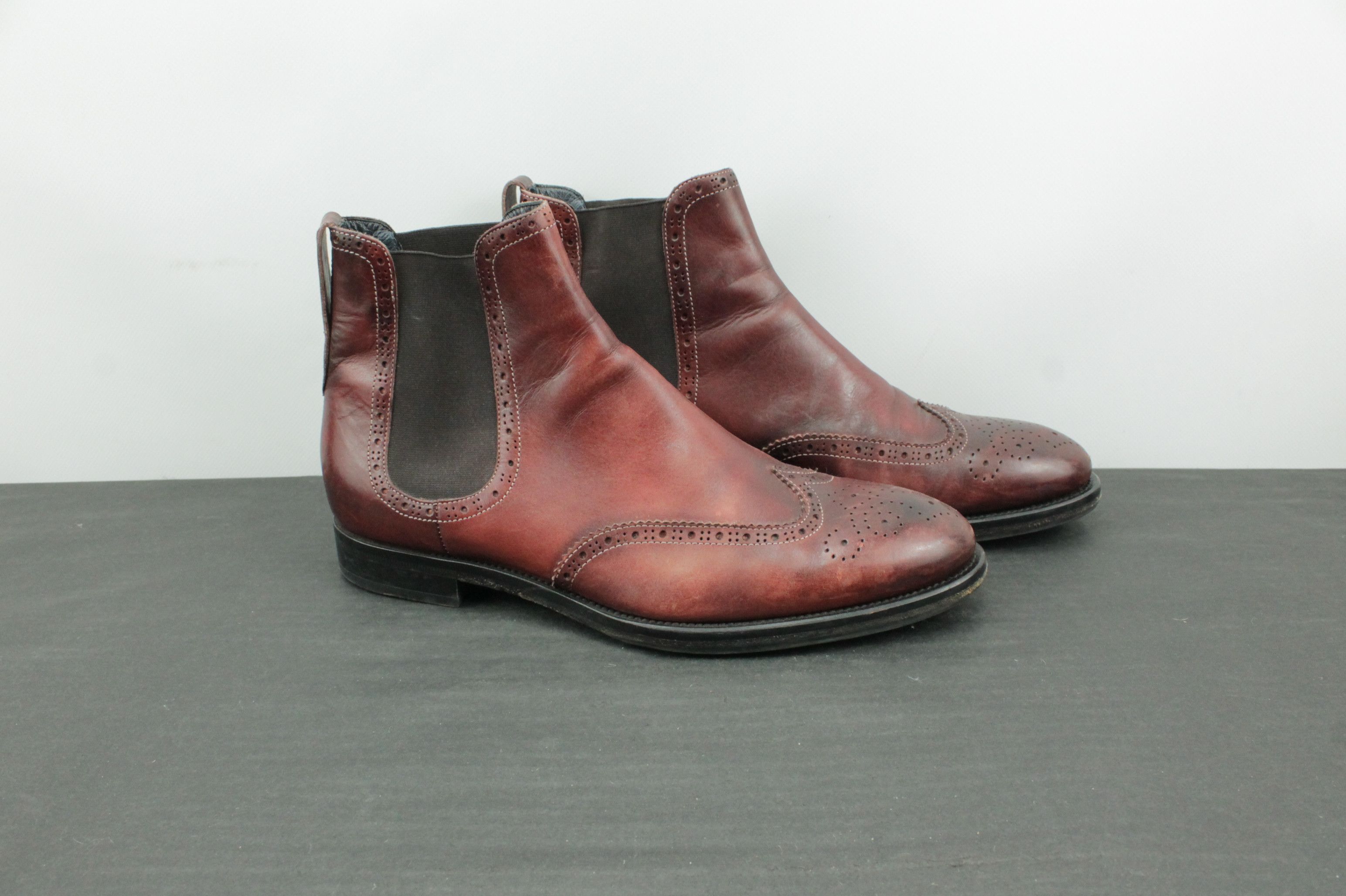 Other KA/NOA Burgundy Leather Chelsea Brogue Casual Shoes Size US 9 / EU 42 - 1 Thumbnail