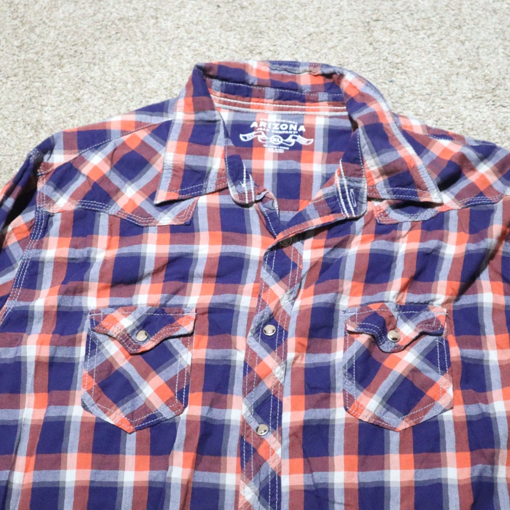 Vintage AriZona Shirt Button-Up XL Red Blue Plaid Long Sleeve Mens Size XL Size US XL / EU 56 / 4 - 2 Thumbnail