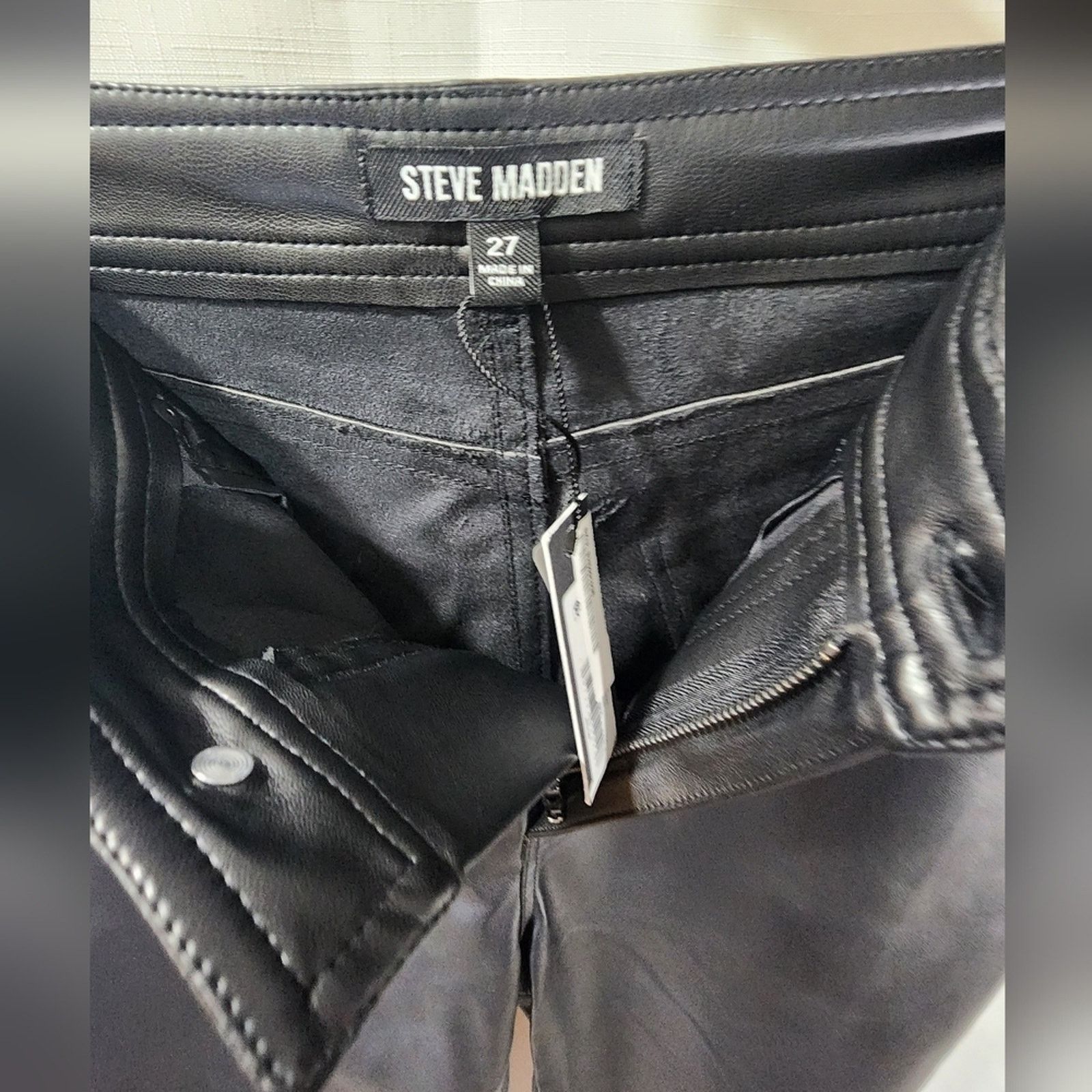 Steve Madden Steve Madden Loren High-Rise Faux-Leather Pants Sz 27 Black Size 27" / US 4 / IT 40 - 6 Thumbnail