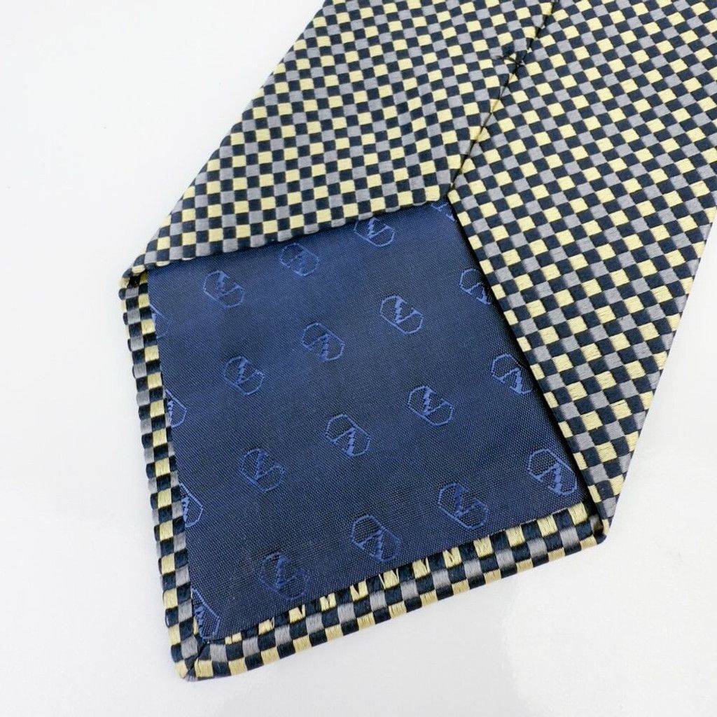 Valentino VALENTINO 100% Silk Geometric Gold Gray & Black Tie 54" Size ONE SIZE - 4 Thumbnail