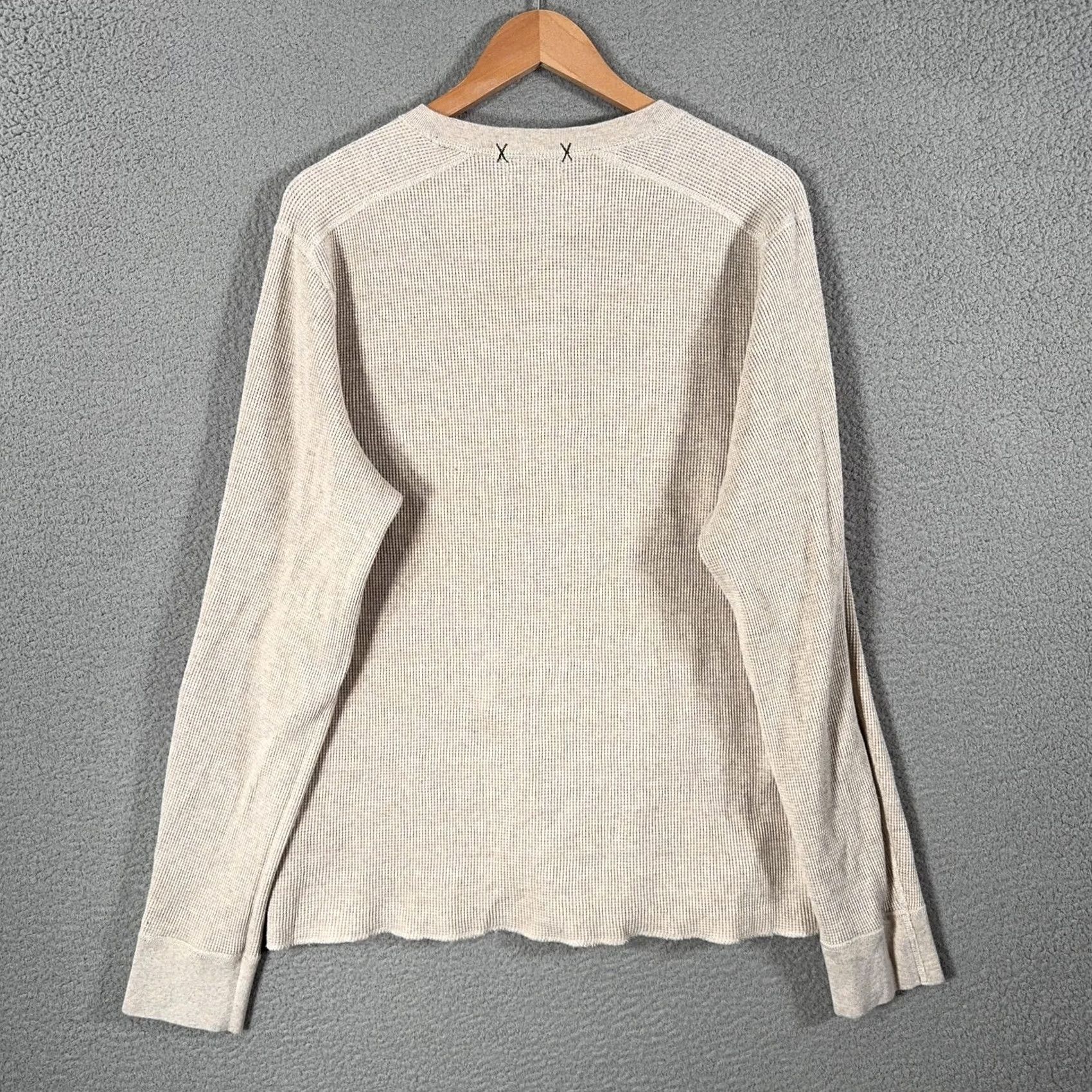 Wallace & Barnes Wallace & Barnes Shirt Mens XL Beige Thermal Henley Long Sleeve Cotton Size US XL / EU 56 / 4 - 3 Thumbnail