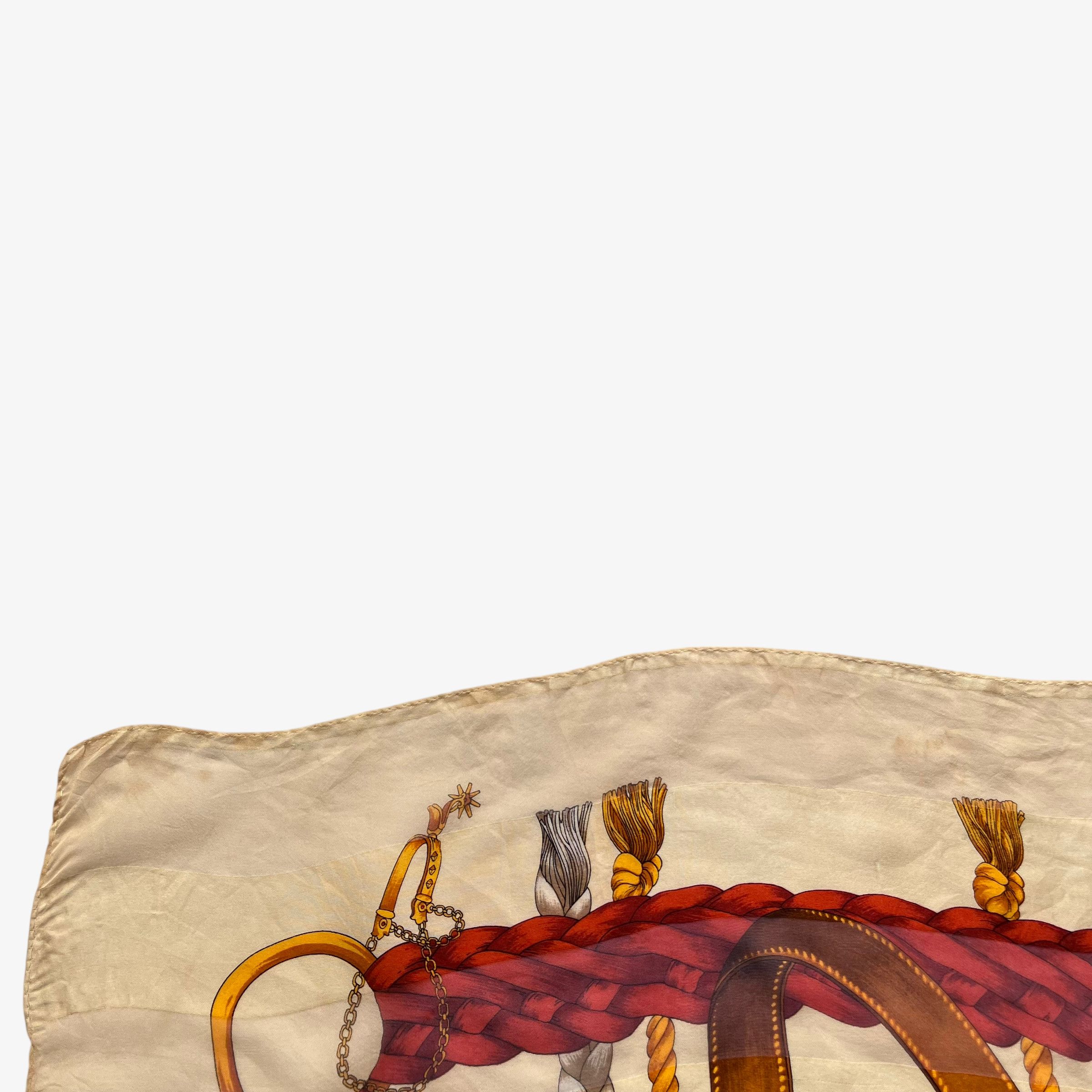 Paolo Gucci Vintage 80s Paolo Gucci Equestrian Buckle Print Silk Scarf Size ONE SIZE - 6 Thumbnail