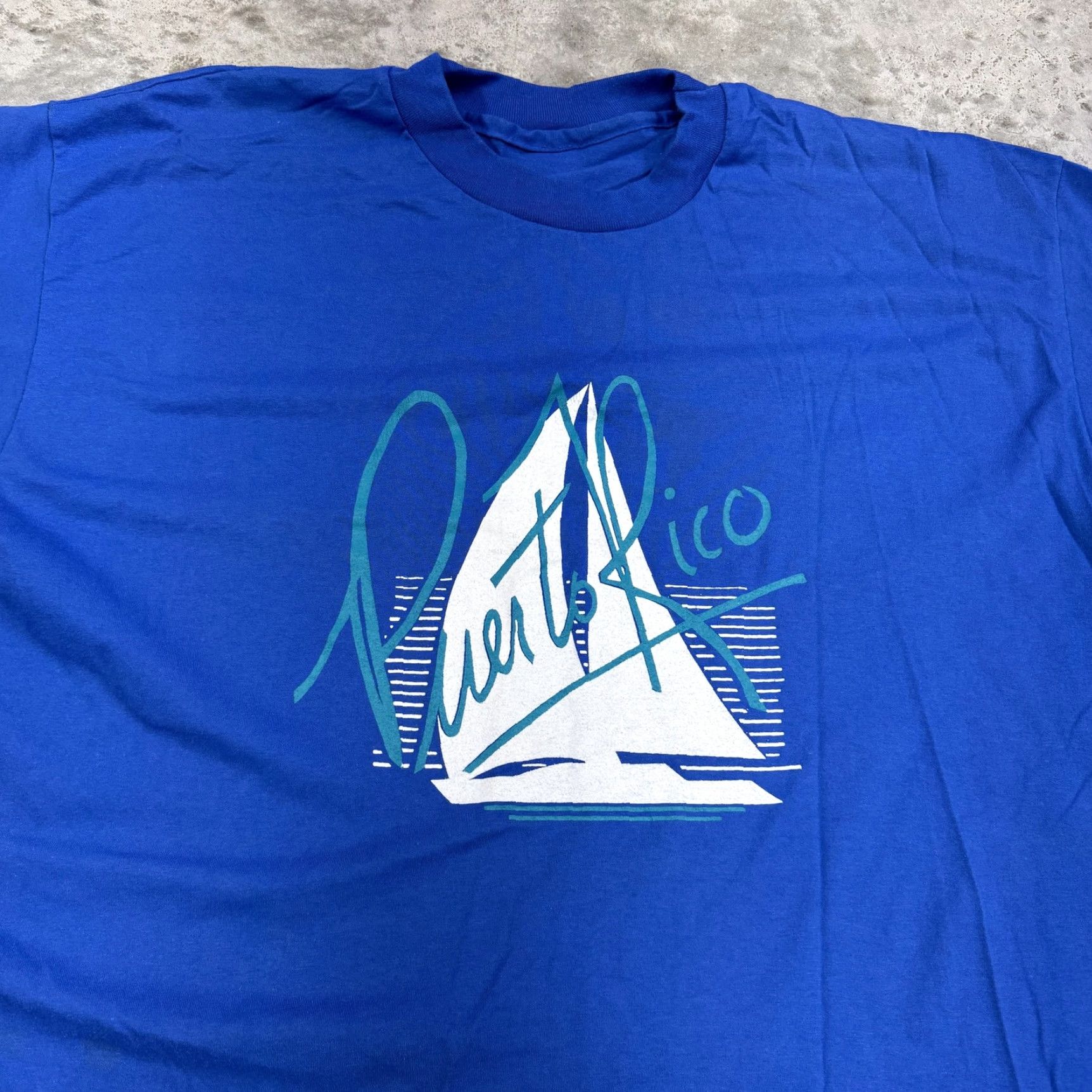 Vintage Vintage Puerto Rico Shirt Mens XL Blue Sailboat Graphic Tee 80s 90s Size US XL / EU 56 / 4 - 2 Thumbnail