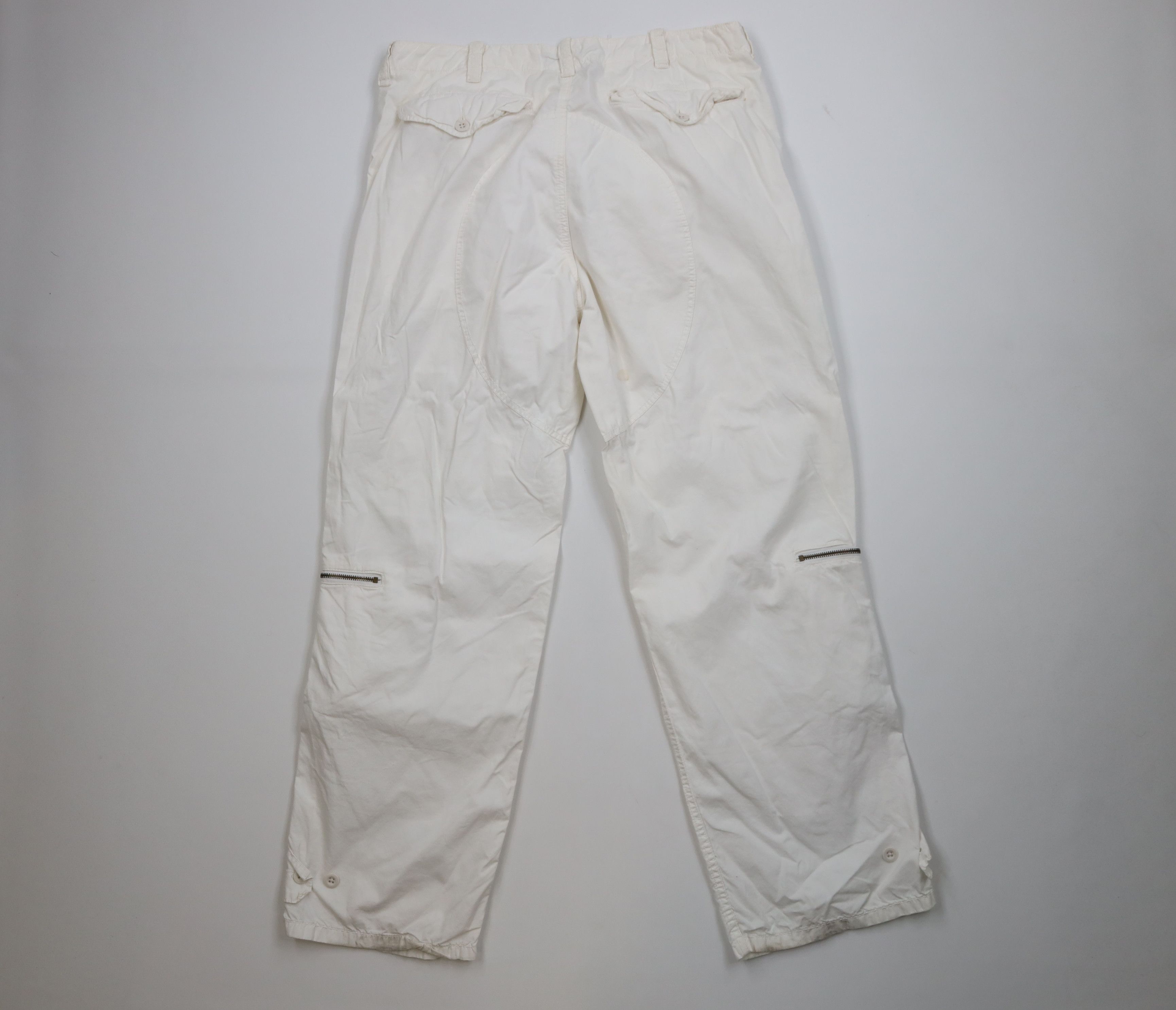 Ralph Lauren Vintage 90s Ralph Lauren Wide Leg Cargo Pants White Cotton Size US 36 / EU 52 - 9 Thumbnail