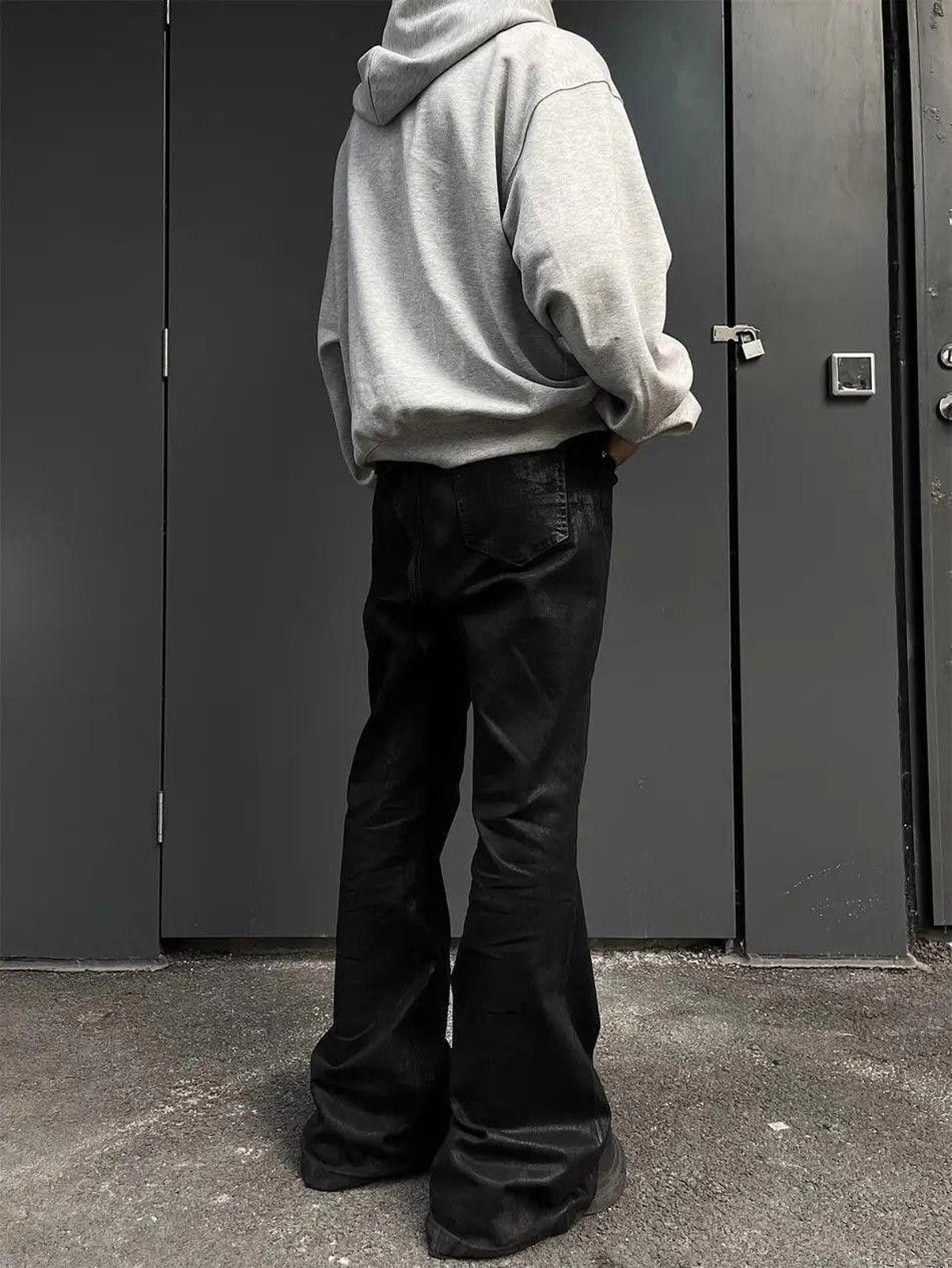 Jean Black Stacked Flare Waxed Denim Jeans Size US 34 / EU 50 - 6 Thumbnail