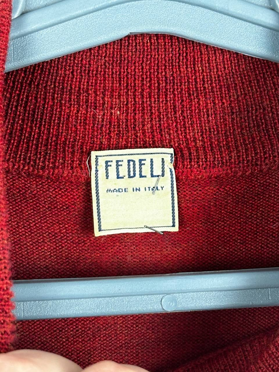 Fedeli FEDELI 100% Wool Red Mock Neck Sweater Size US M / EU 48-50 / 2 - 7 Thumbnail