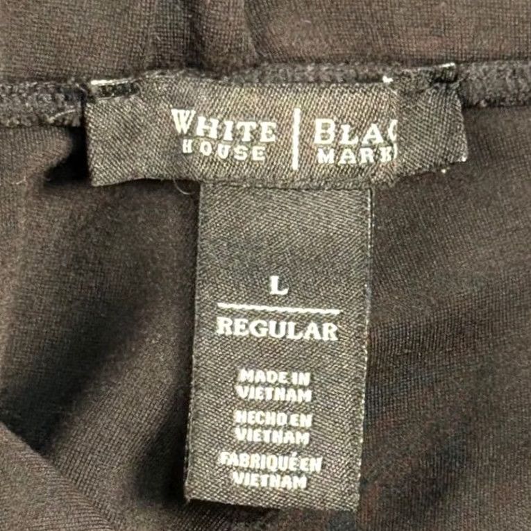 White House Black Market WHBM Leggings Black Faux Leather Side Panels Biker Moto Ponte Knit Elastic Waist L Womens Size 36" / US 14 / IT 50 - 3 Thumbnail