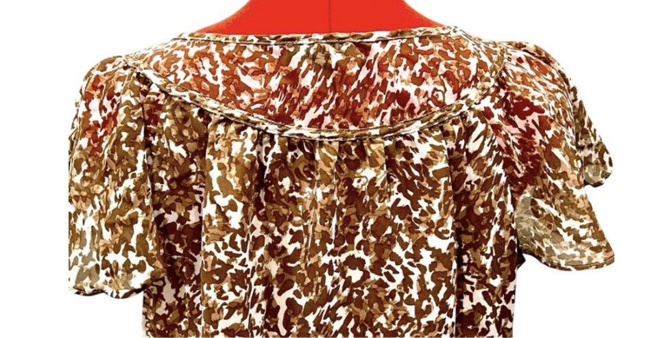 Apt. 9 Apt. 9 Boho Flutter Sleeve Blouse Medium Brown Abstract Top Size M / US 6-8 / IT 42-44 - 6 Thumbnail