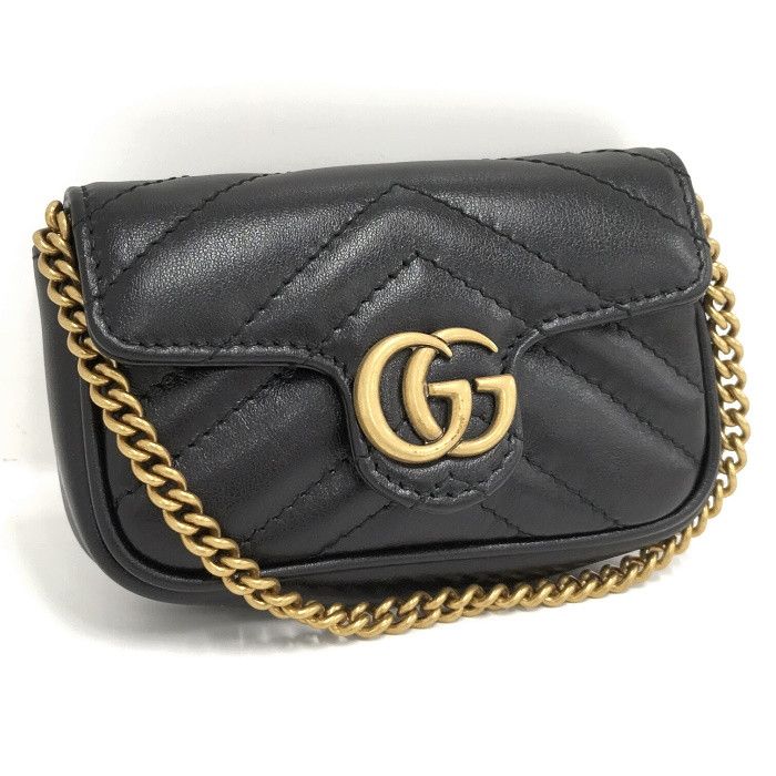 Gucci Mini Mini Chain Bag GG Marmont Heart Leather Black