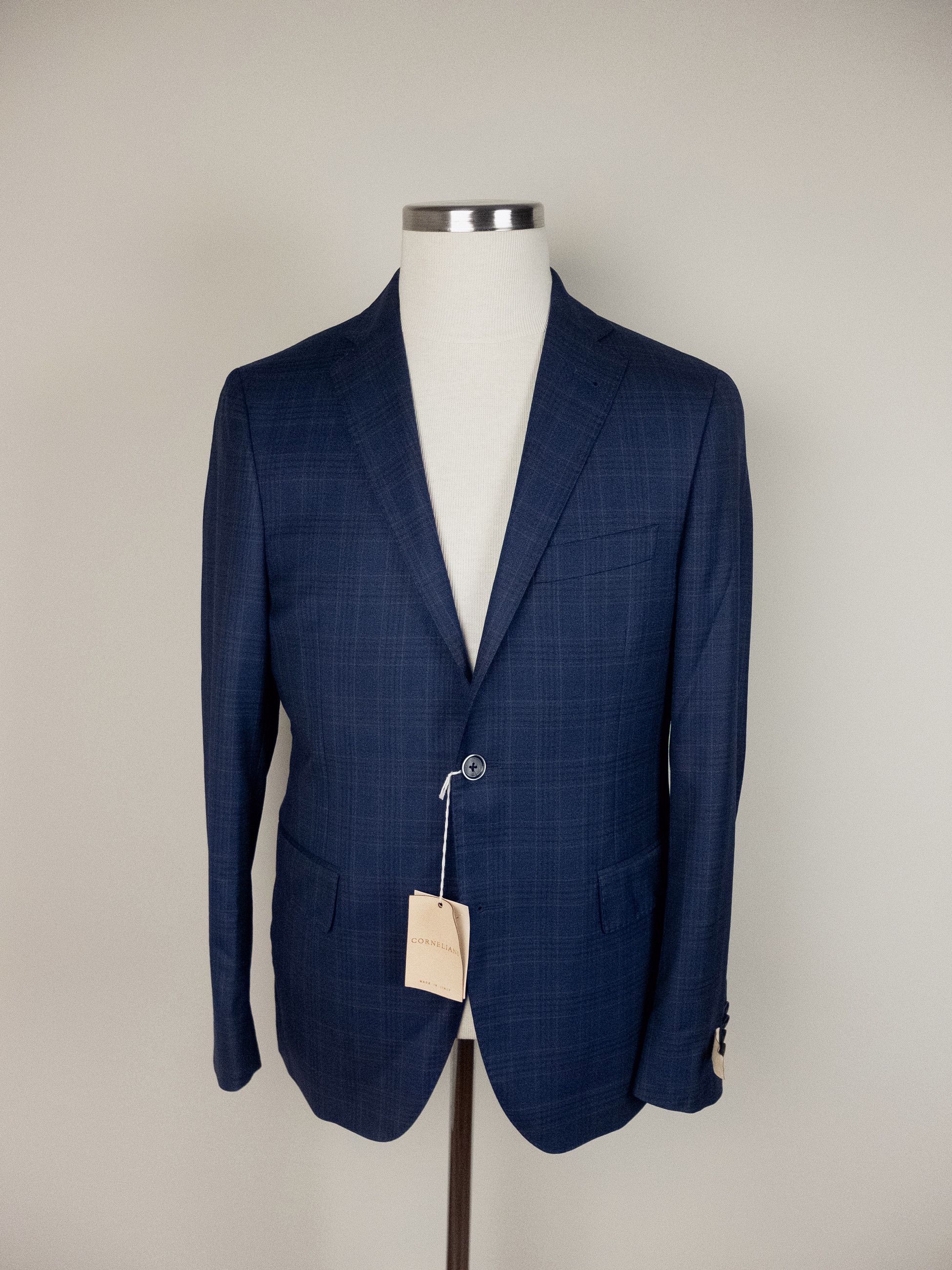 Corneliani CORNELIANI blue plaid Super 130s wool sportcoat 38 48 Size 38R - 1 Thumbnail