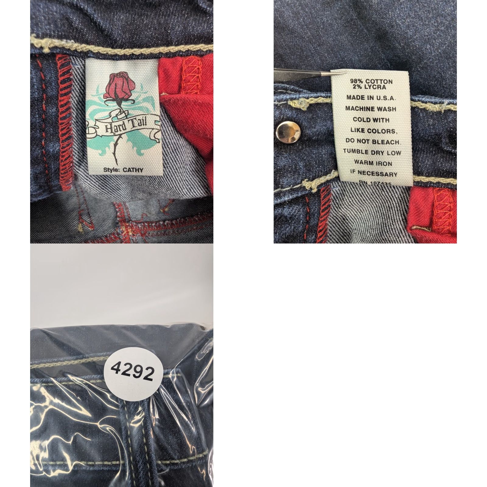 Hard Tail VINTAGE Hard Tail Cathy Flared Jeans Womens 26 Blue Denim Low Rise Y2K Style Made In USA Size 26" / US 2 / IT 38 - 9 Thumbnail