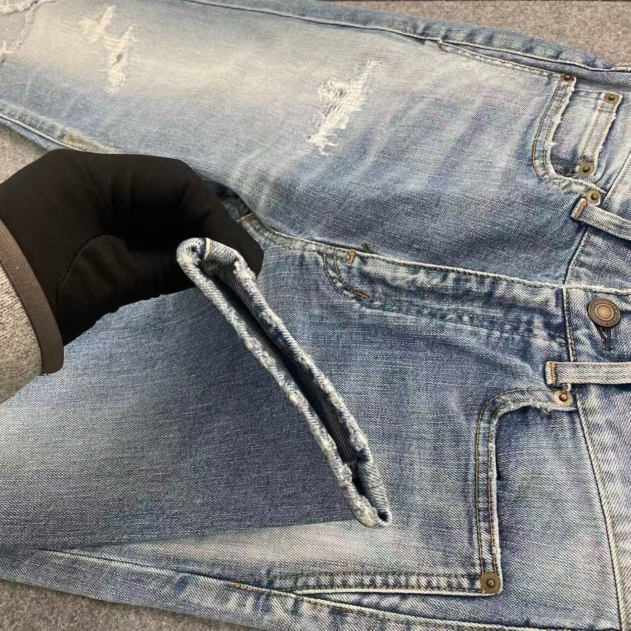 Saint Laurent Paris saint laurent blue ripped denim jeans Size US 26 / EU 42 - 4 Thumbnail