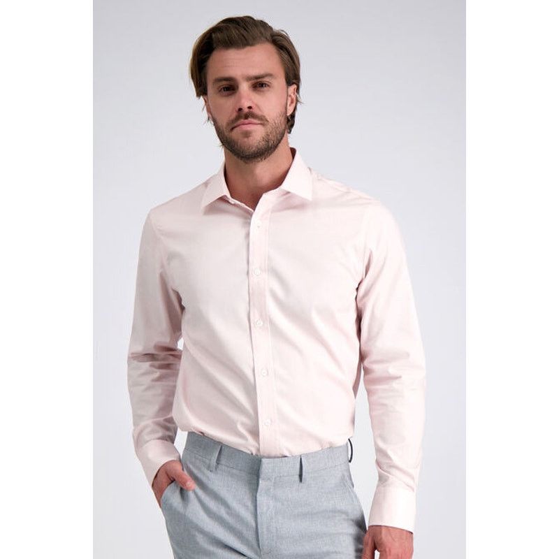Haggar Haggar Slim Fit Light Pink Button Down Shirt 17-17 1/2 34/35 Size US M / EU 48-50 / 2 - 1 Thumbnail